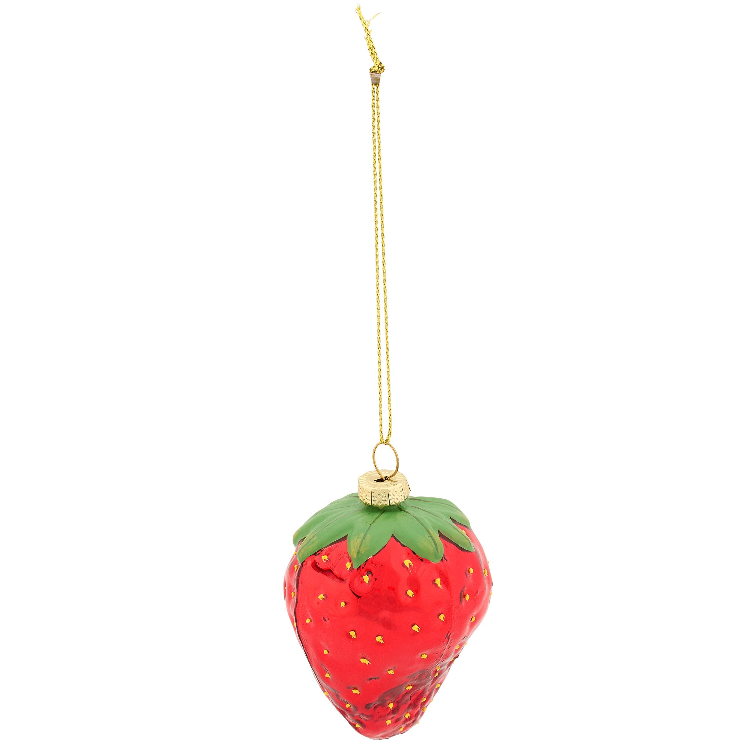 Sparkling Strawberry Glass Christmas Ornament - Festive Hand-Painted Holiday Decor