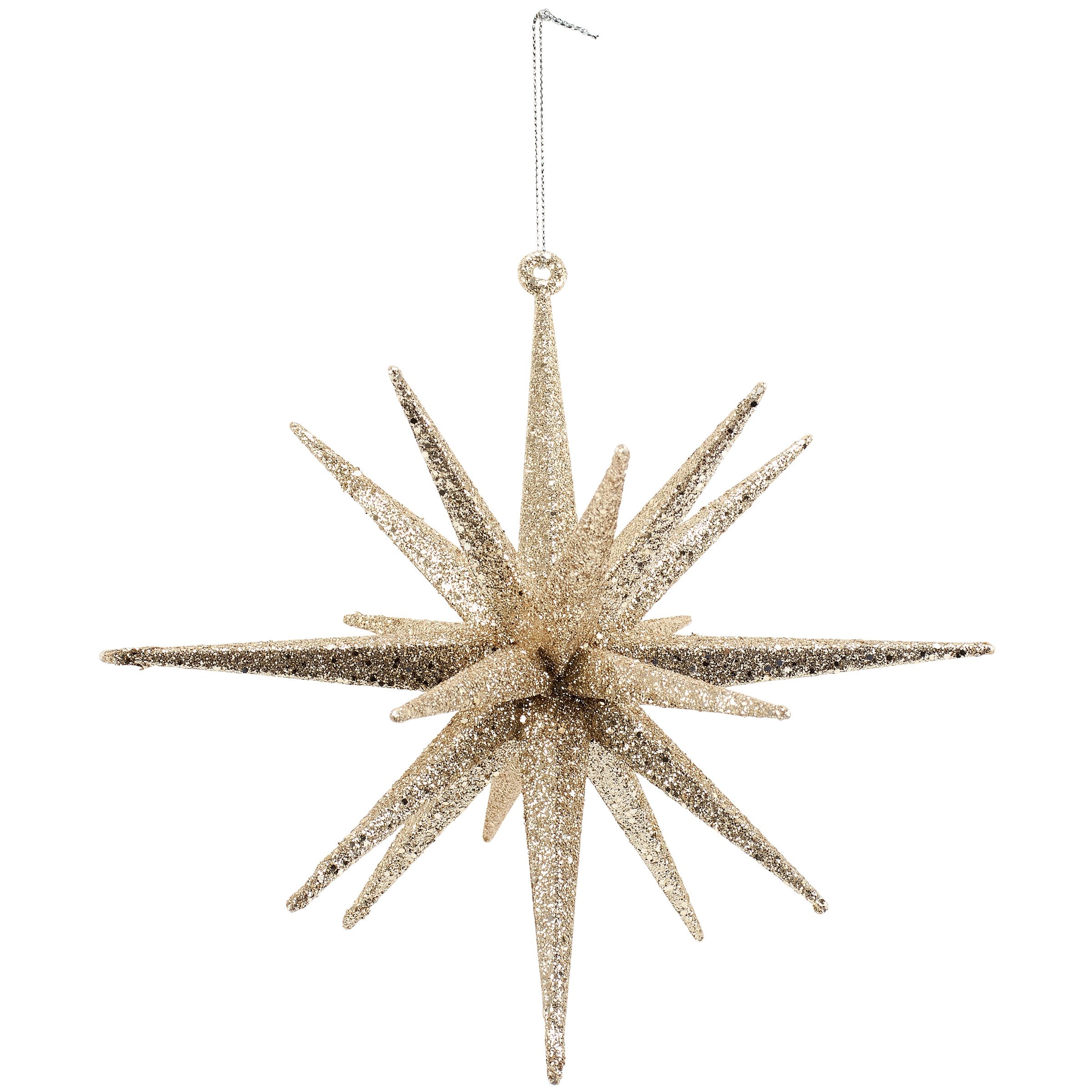 Large Glitter Starburst Christmas Ornament Holiday Tree Decoration - 8 Inch