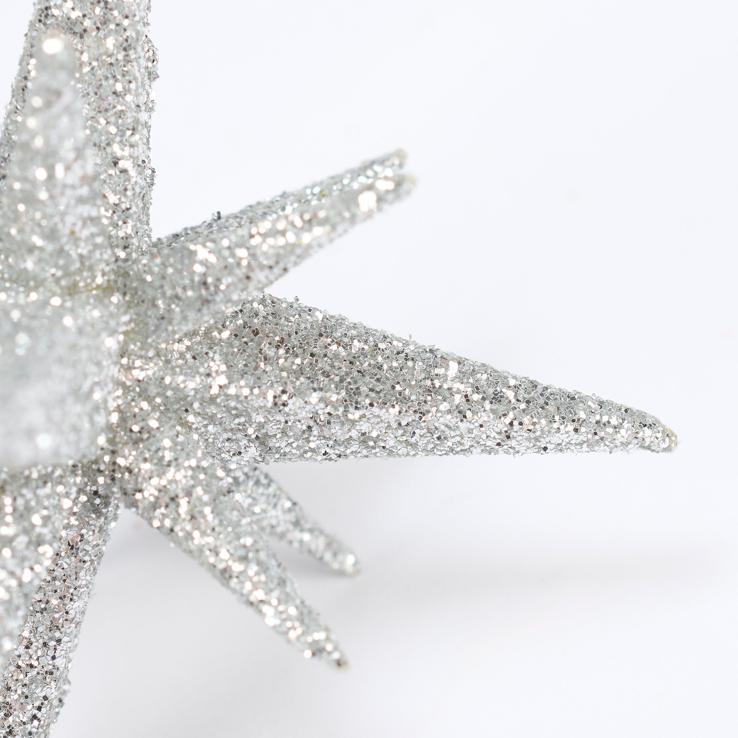 Dazzling Silver Glitter Starburst Ornament for Christmas Tree Holiday Decor