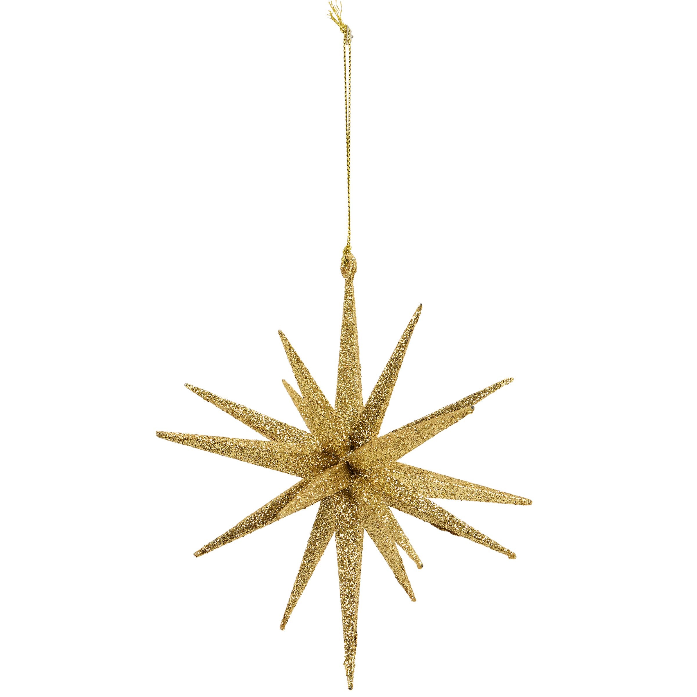 Sparkling Gold Starburst Christmas Ornament - Dazzling Glitter Holiday Tree Decoration