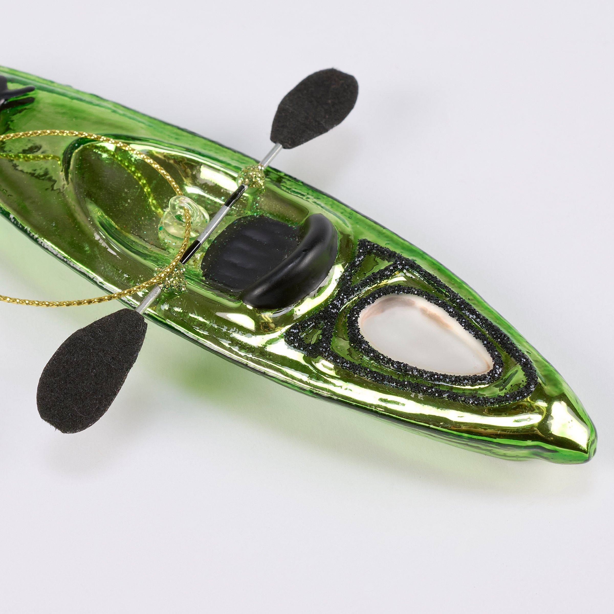 Fun Kayak Glass Christmas Ornament Set - 3 Designs with Glitter Accents