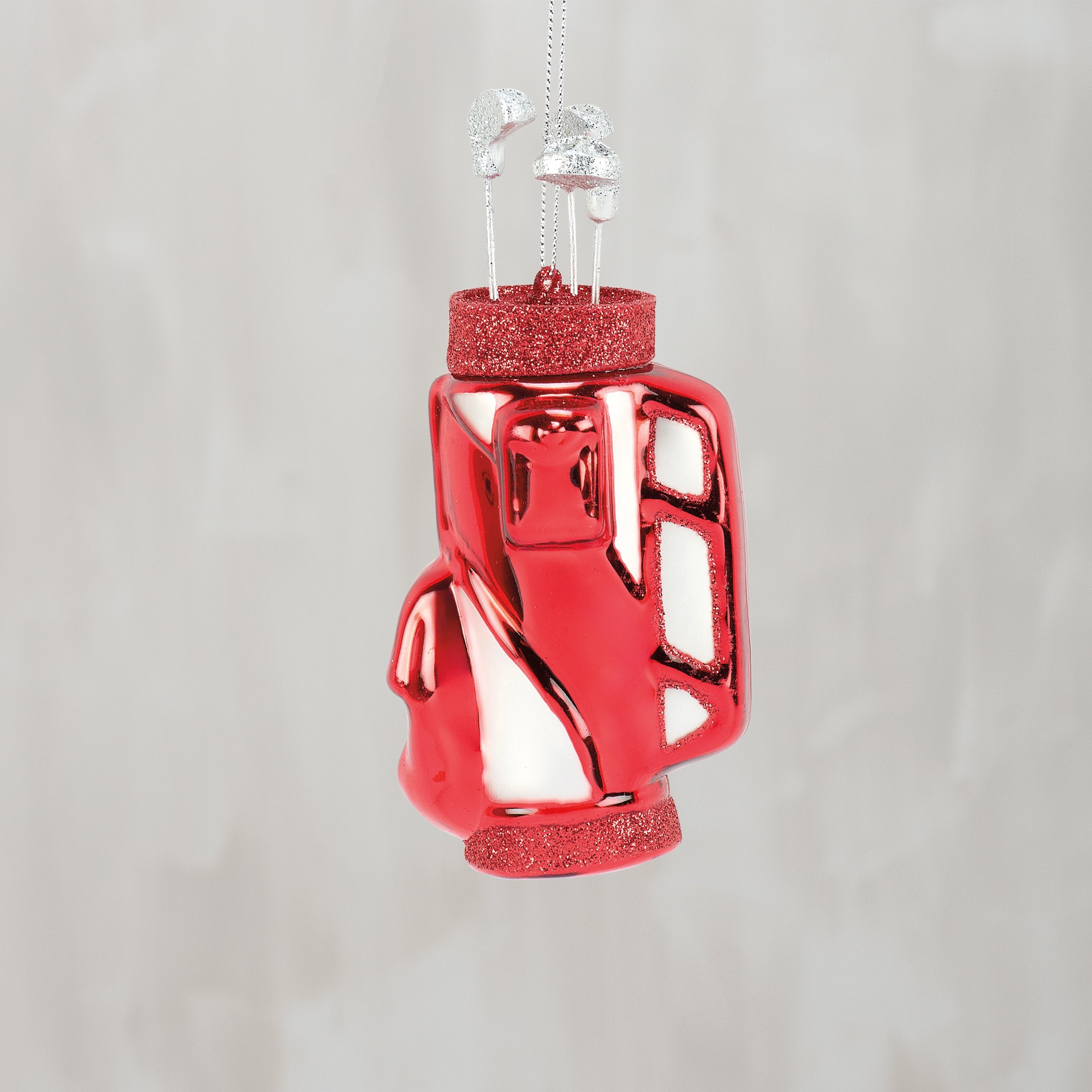 Fun Golf Bag Glass Christmas Ornament with Glitter Accents - Perfect Golfer Gift