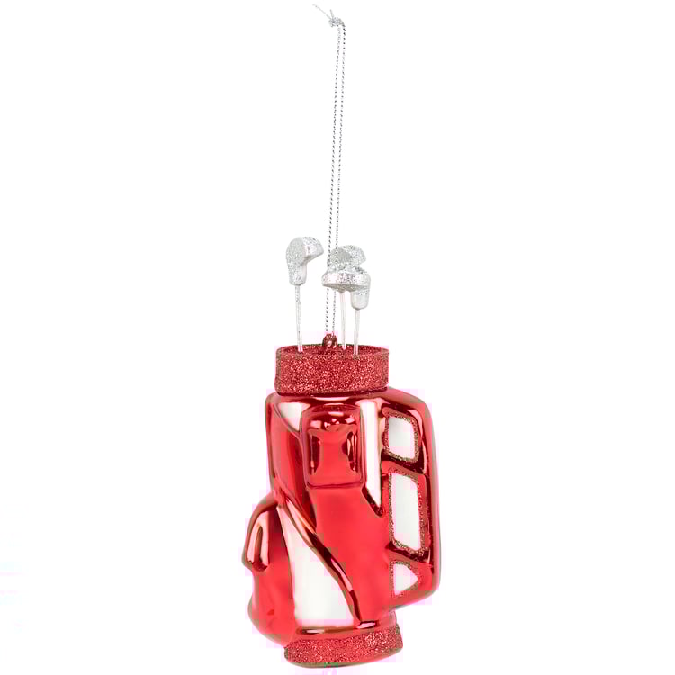 Fun Golf Bag Glass Christmas Ornament with Glitter Accents - Perfect Golfer Gift