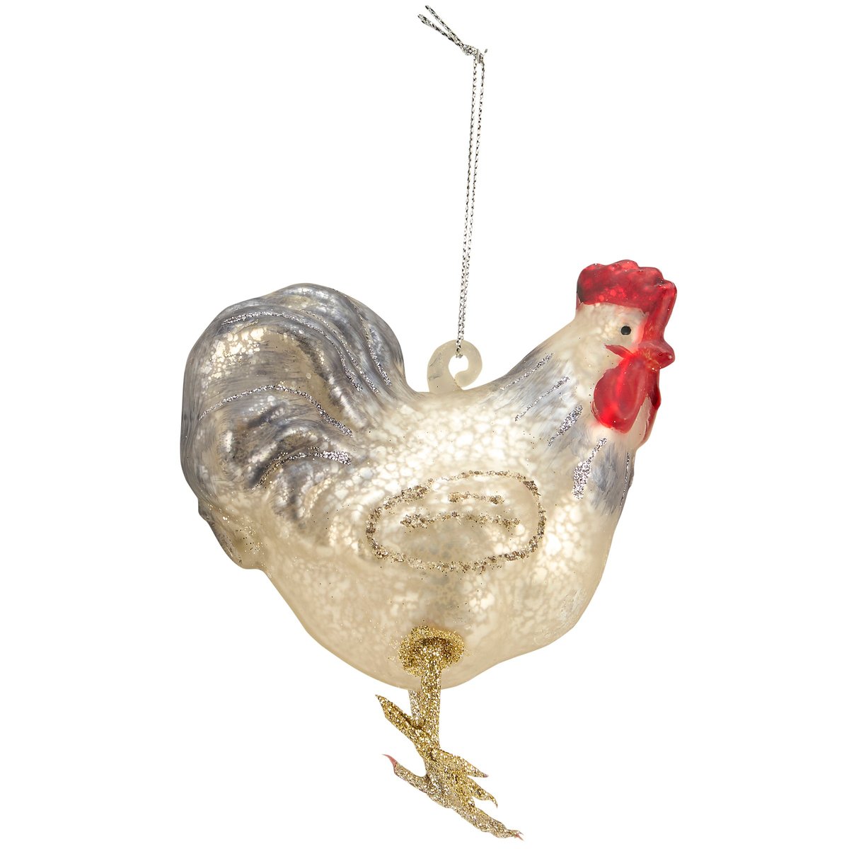 Charming Glitter Glass Rooster Ornament for Farmhouse Christmas Tree Decor
