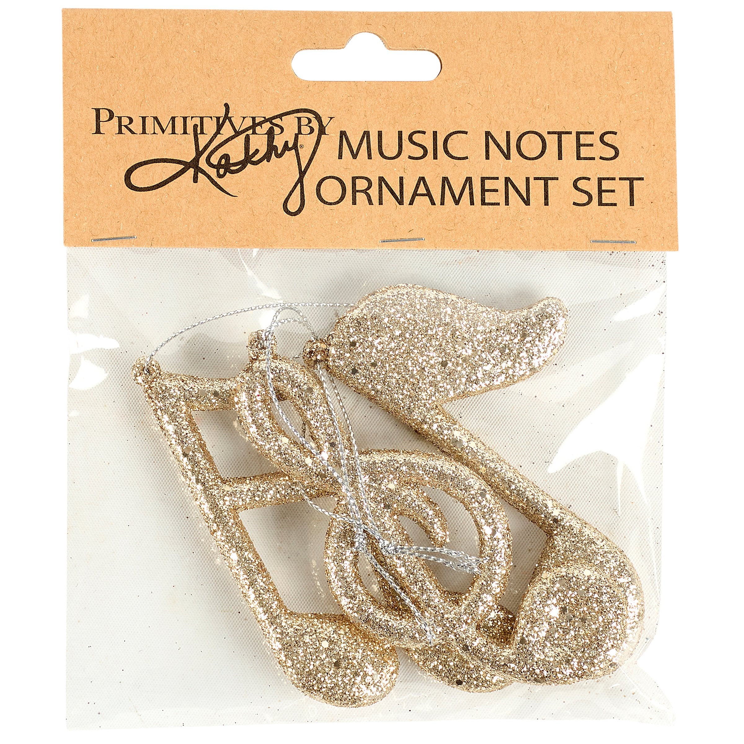 Sparkling Glitter Music Notes Christmas Ornament Set - Festive Tree Decorations