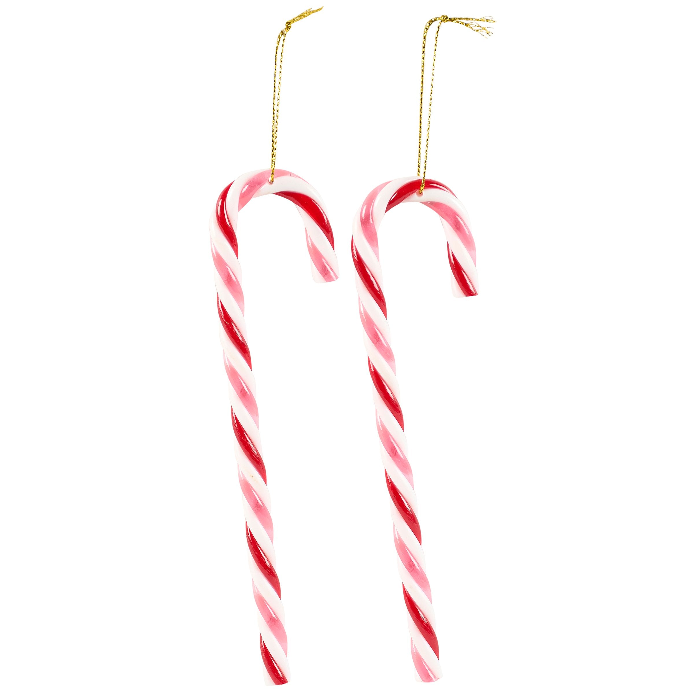 Charming Pink Candy Cane Christmas Ornaments Set - Retro Holiday Plastic Decor