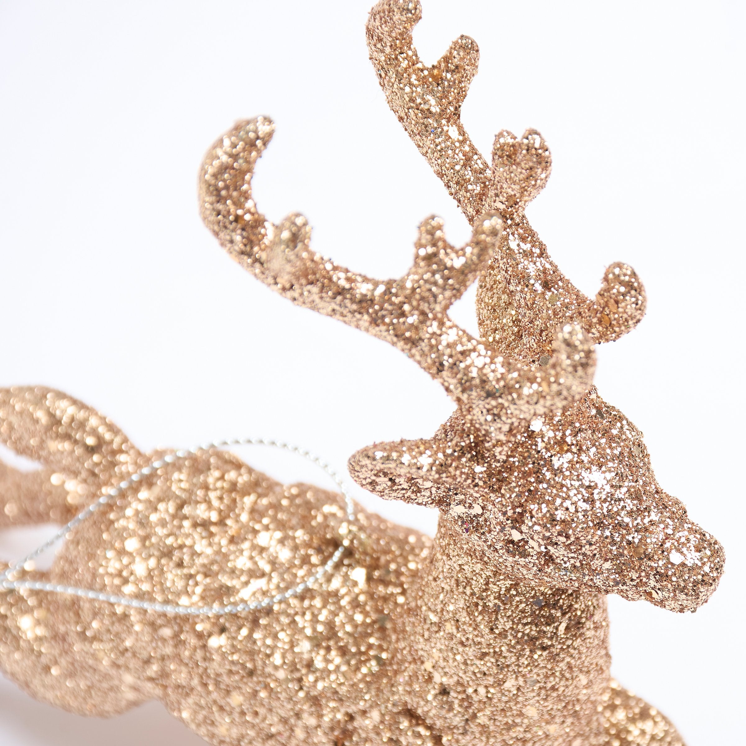 Sparkling Glitter Running Deer Christmas Ornament - Festive Holiday Home Decor Accent