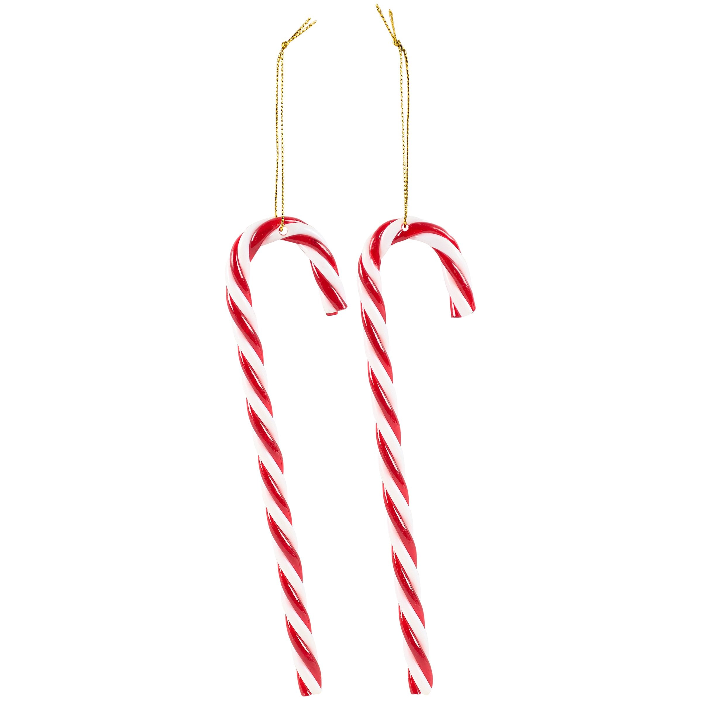 Retro Red & White Twisted Plastic Candy Cane Christmas Ornament Set