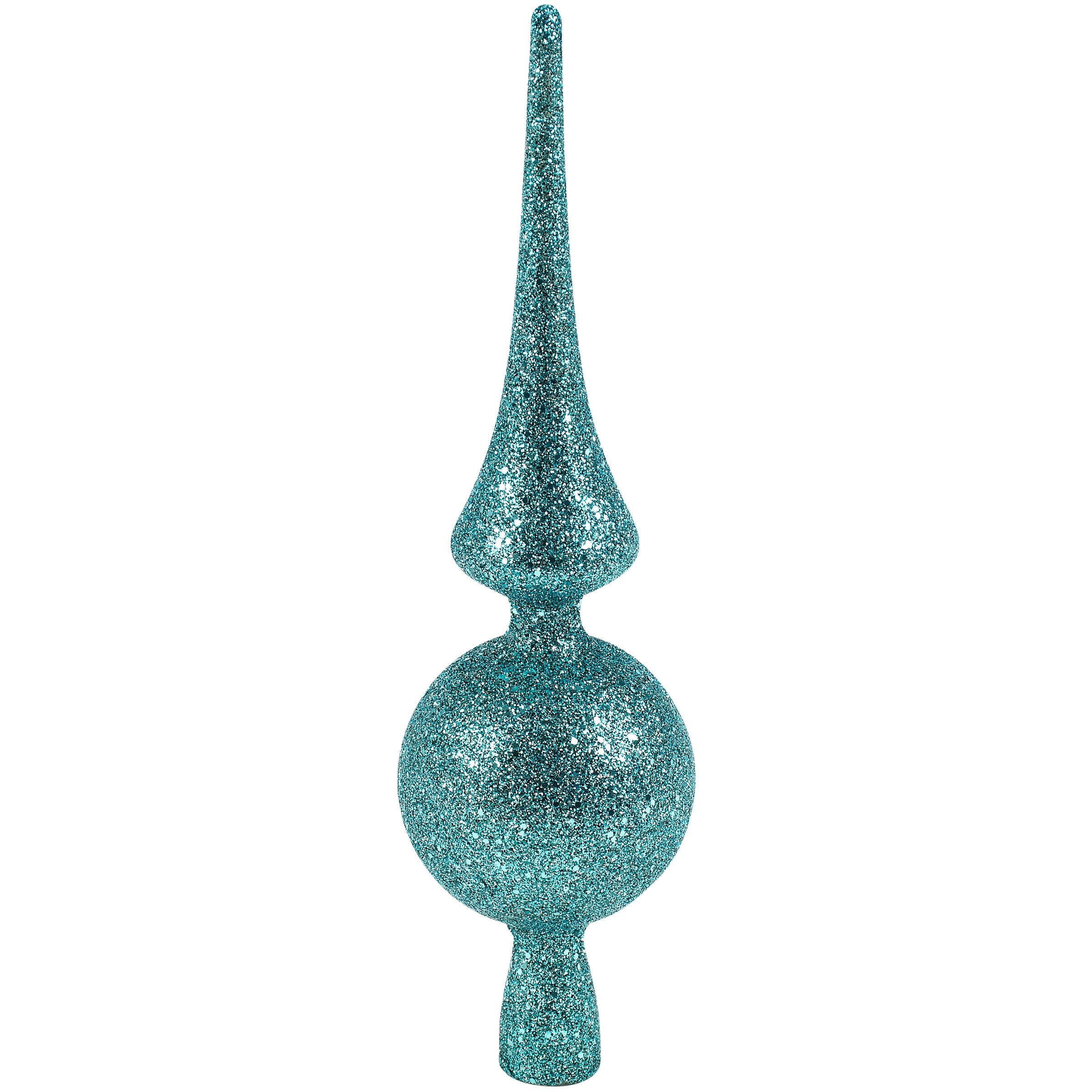 Sparkling Blue Glitter Retro Christmas Tree Topper Festive Holiday Ornament