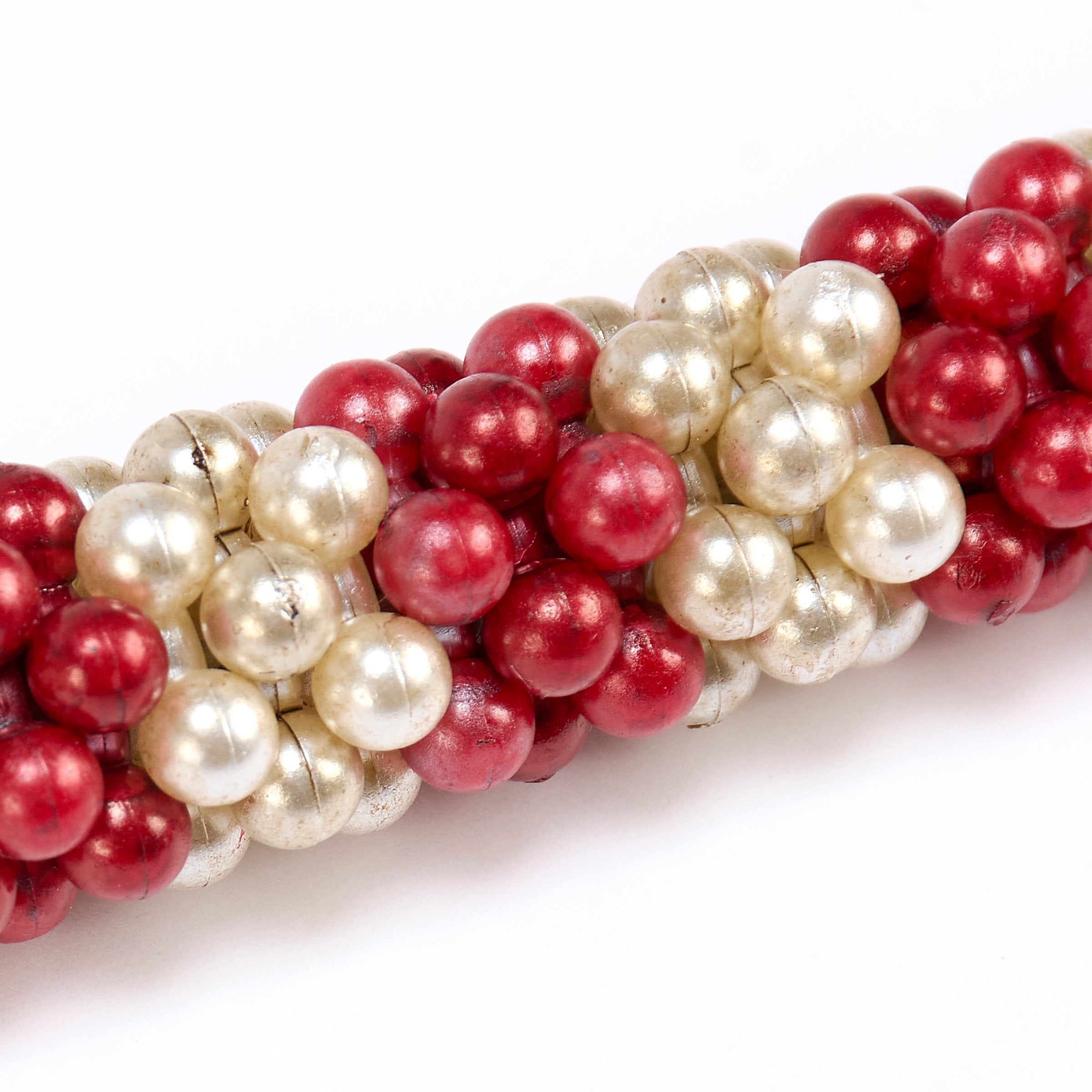 Charming Beaded Candy Cane Christmas Ornament - Retro Festive Holiday Decor