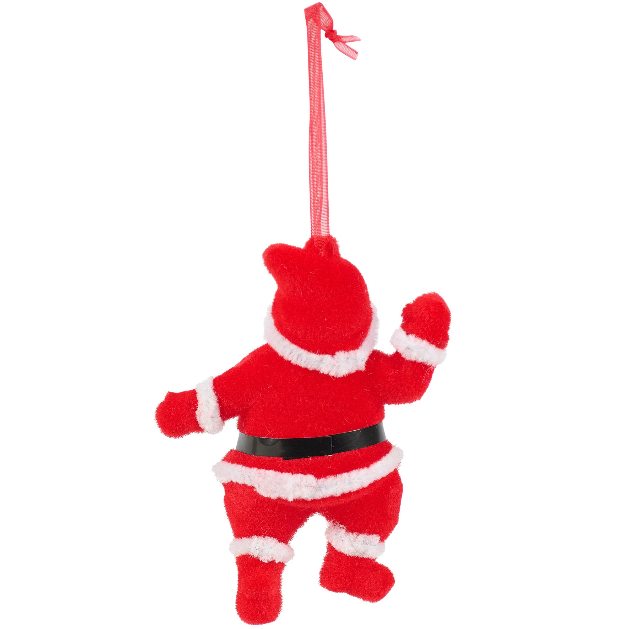 Charming Retro Mini Santas Christmas Tree Ornaments Set - Six Piece Flocked Decor