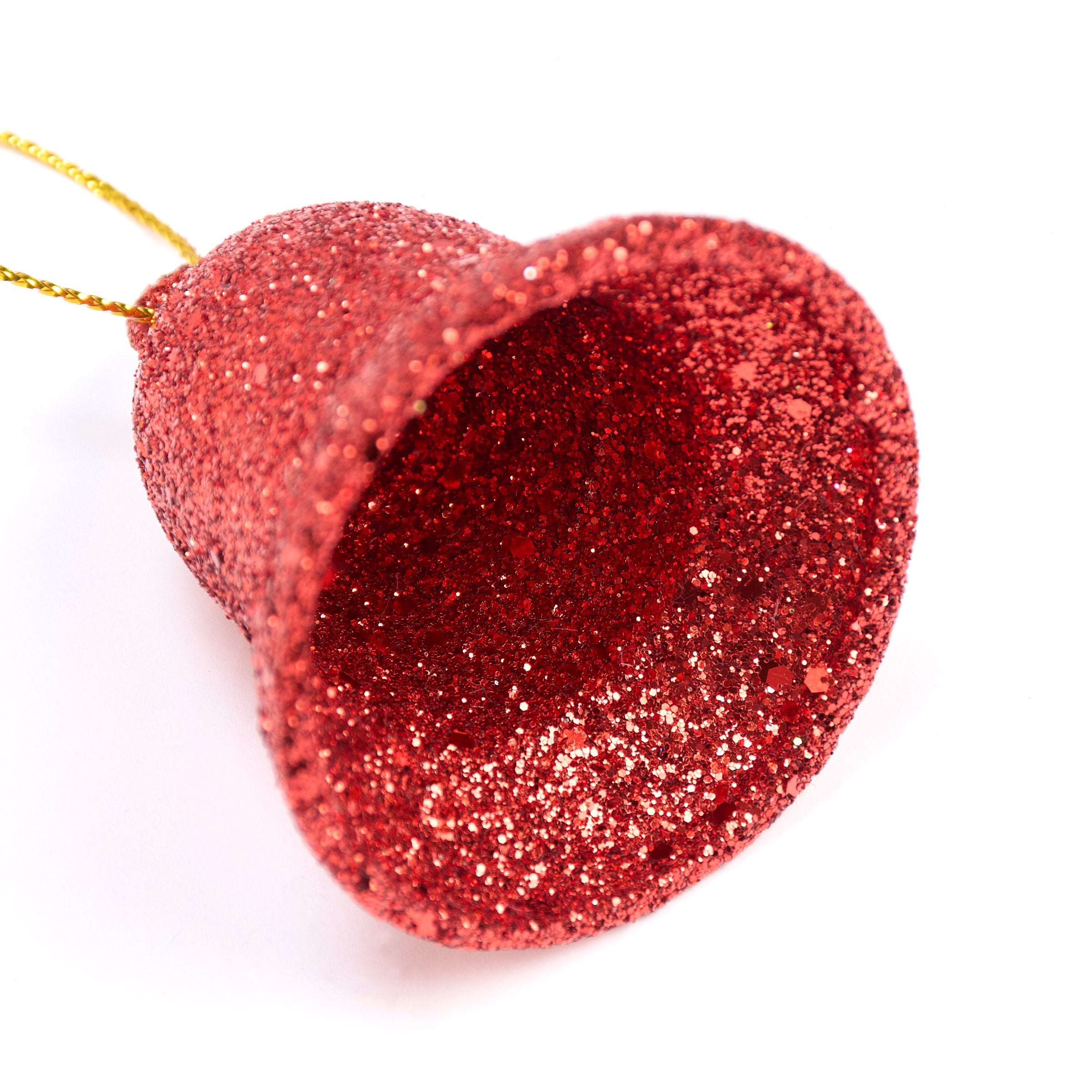 Sparkling Red Glitter Christmas Bell Ornament Set (2-Pack) Festive Holiday Decor