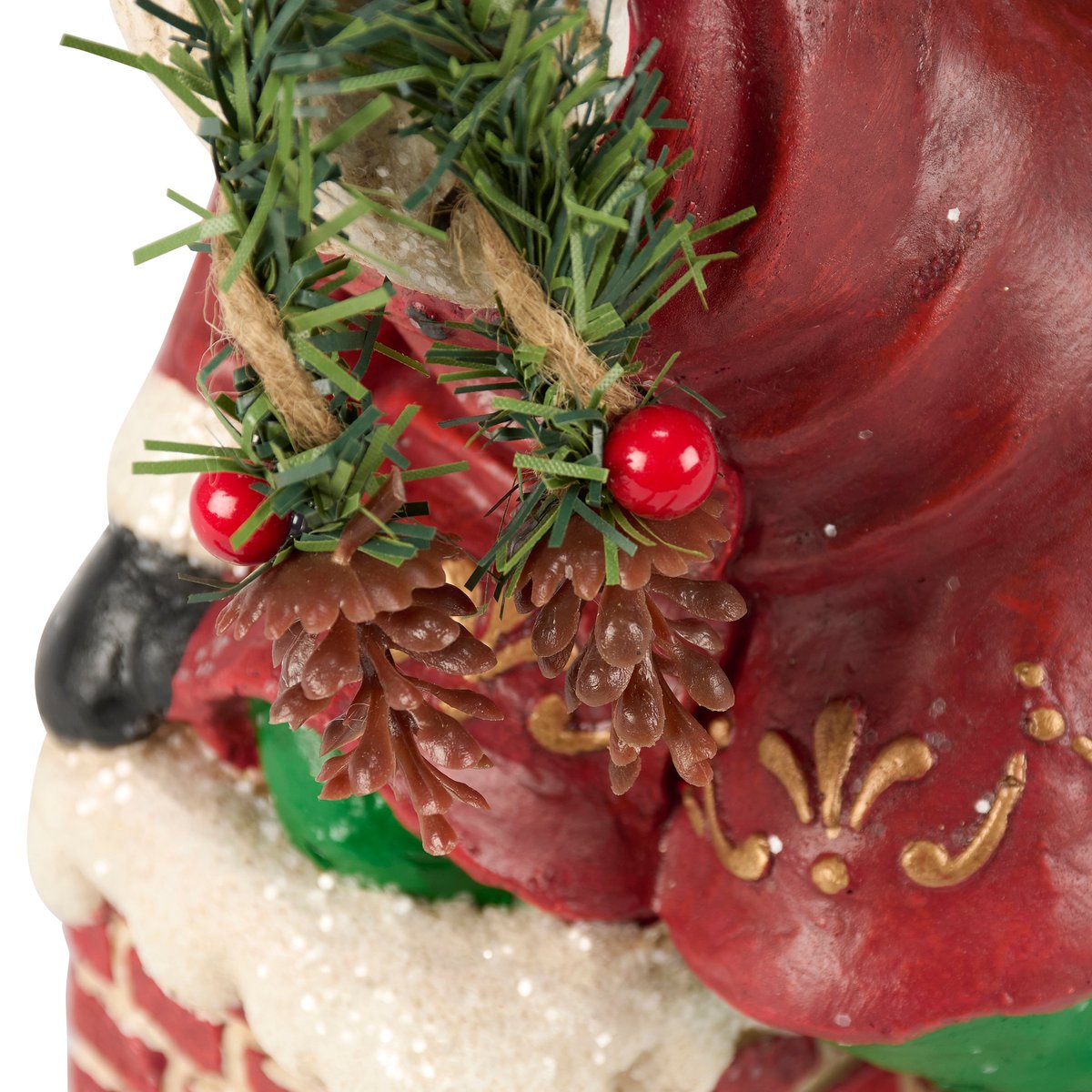 Vintage Style Climbing Santa Chimney Figurine with Snowy Mica Details