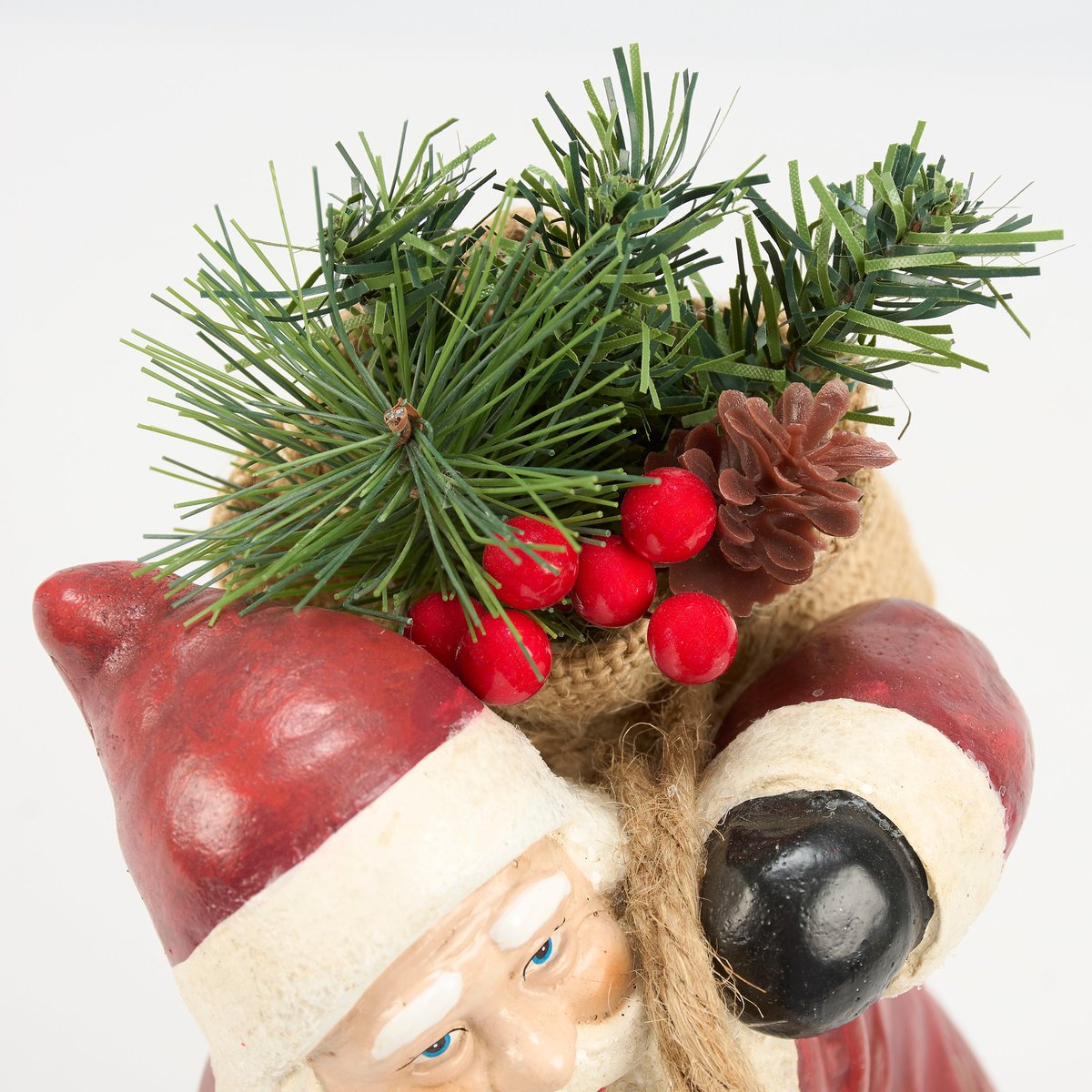 Vintage Style Climbing Santa Chimney Figurine with Snowy Mica Details