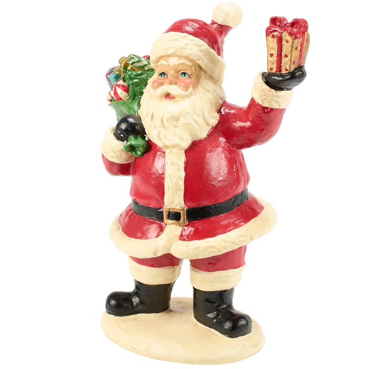 Retro Style Santa Figurine with Gifts, Hand-Painted Festive Holiday Decor