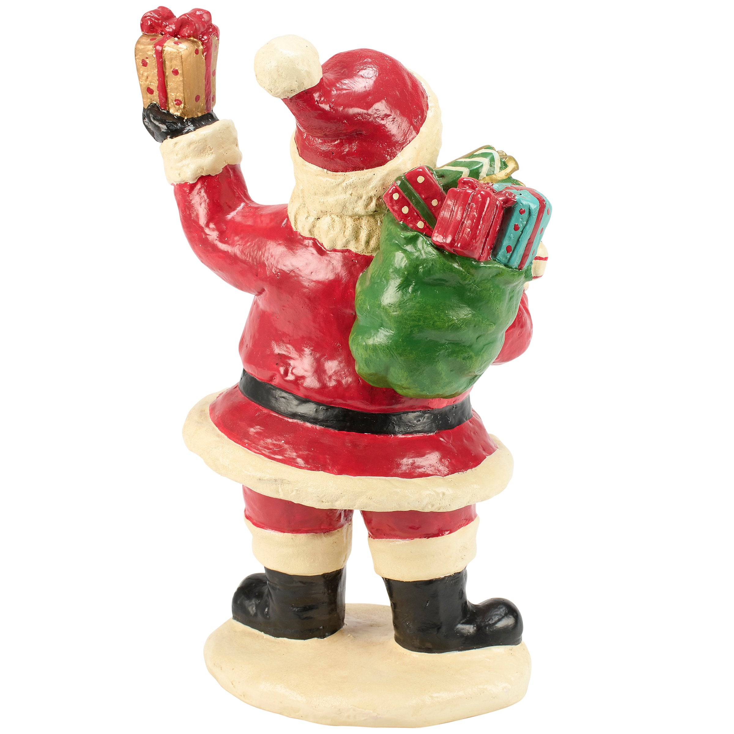 Retro Style Santa Figurine with Gifts, Hand-Painted Festive Holiday Decor