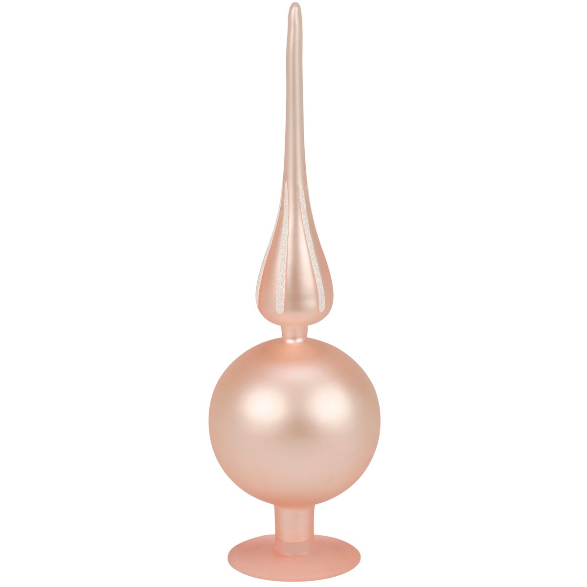 Charming Pink Glass Christmas Tree Topper with Glitter Details, Retro Style Holiday Decor