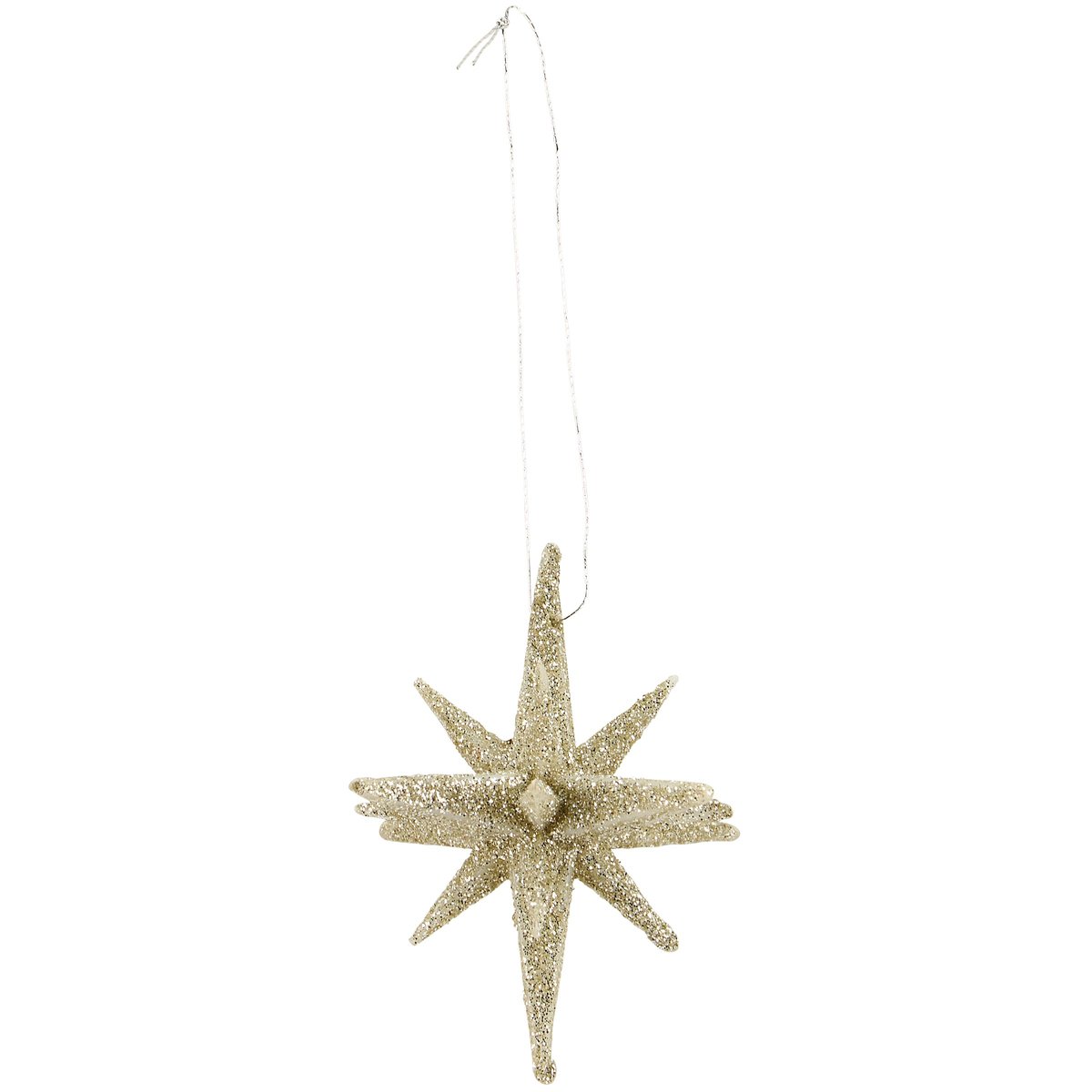 Sparkling Champagne Star Christmas Ornament - Glittery Festive Holiday Decor