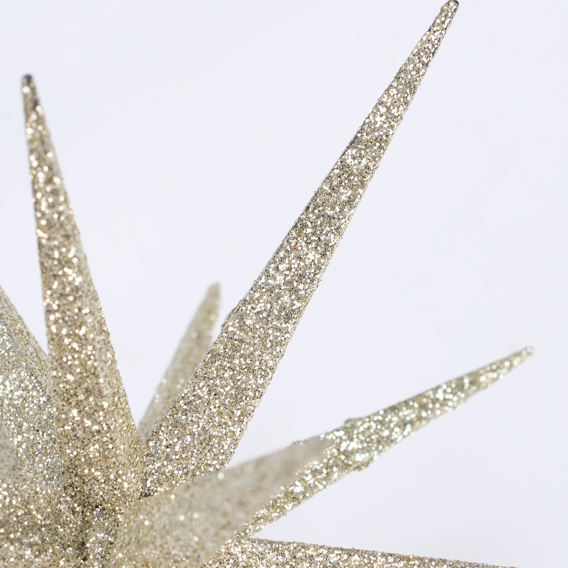 Large Champagne Star Ornament with Dazzling Glitter Finish, 6-Inch Diameter