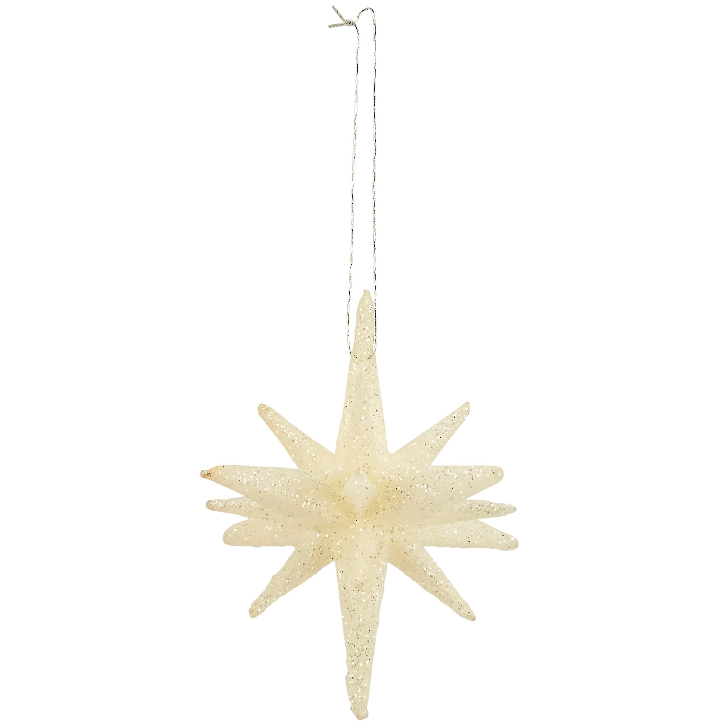 Sparkling White Starburst Christmas Ornament - Dazzling Glitter Finish Festive Decor