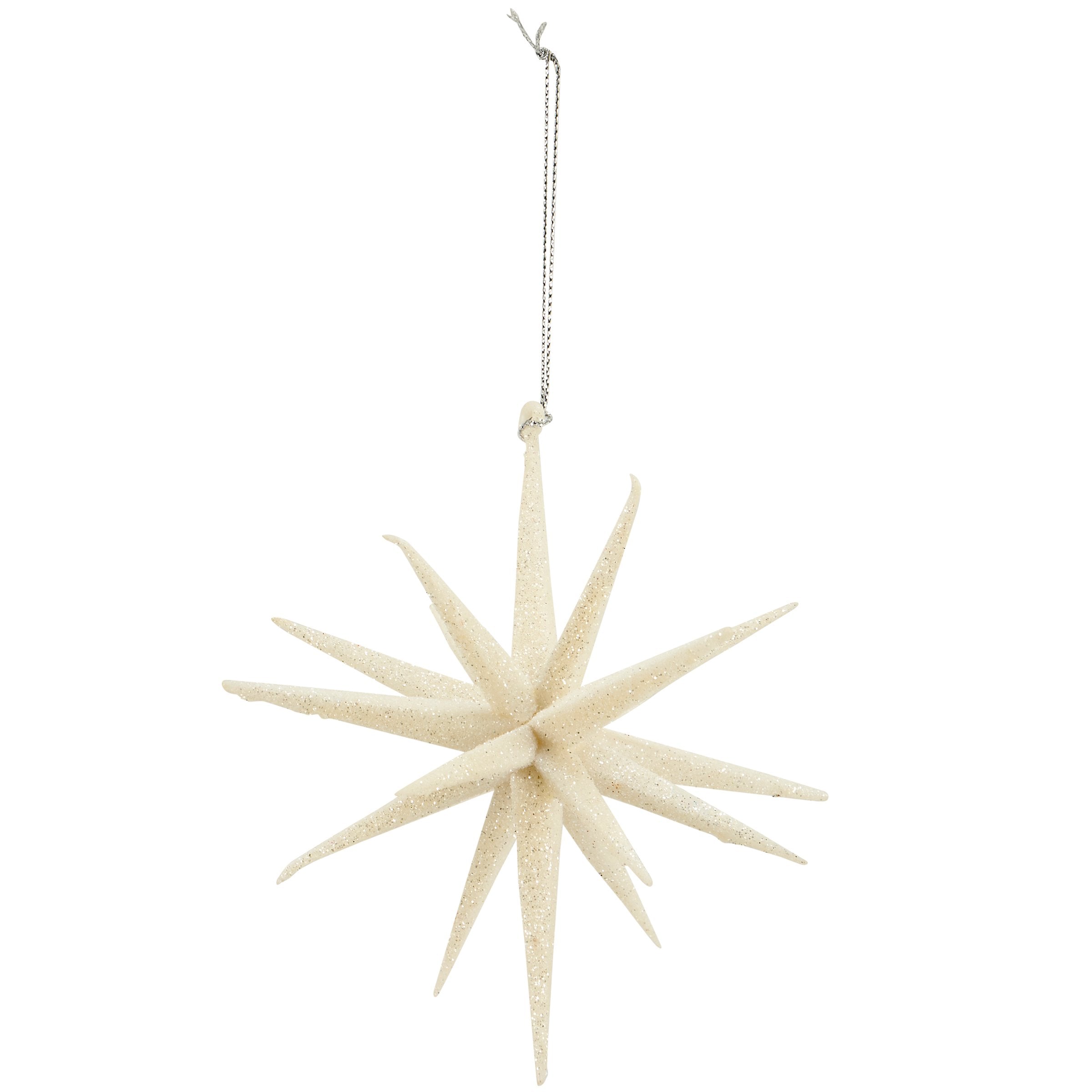 Large White Glitter Starburst Christmas Ornament - Elegant Festive Home Decor