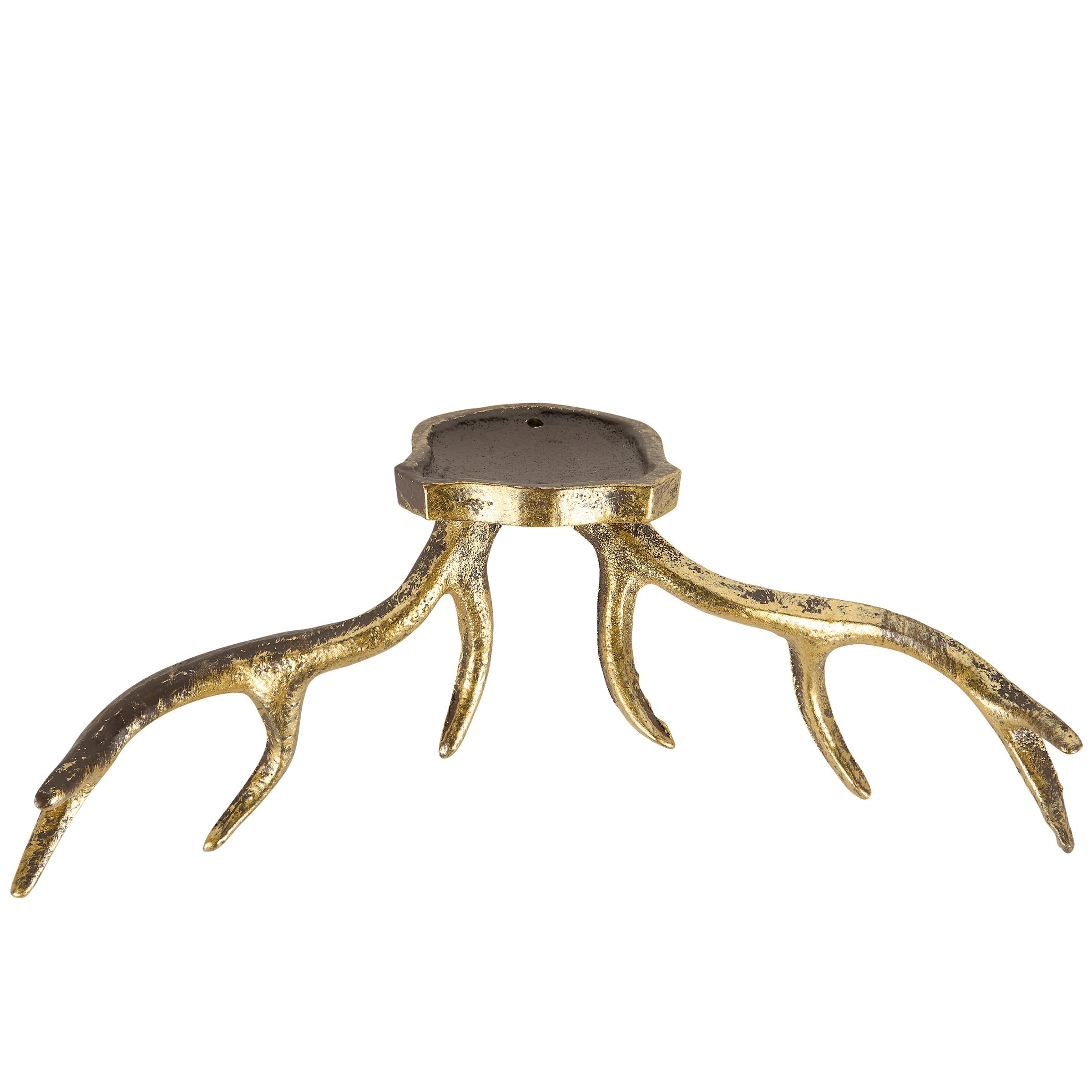 Rustic Antler Wall Hook Board with Gold Metallic Finish & Vintage Charm