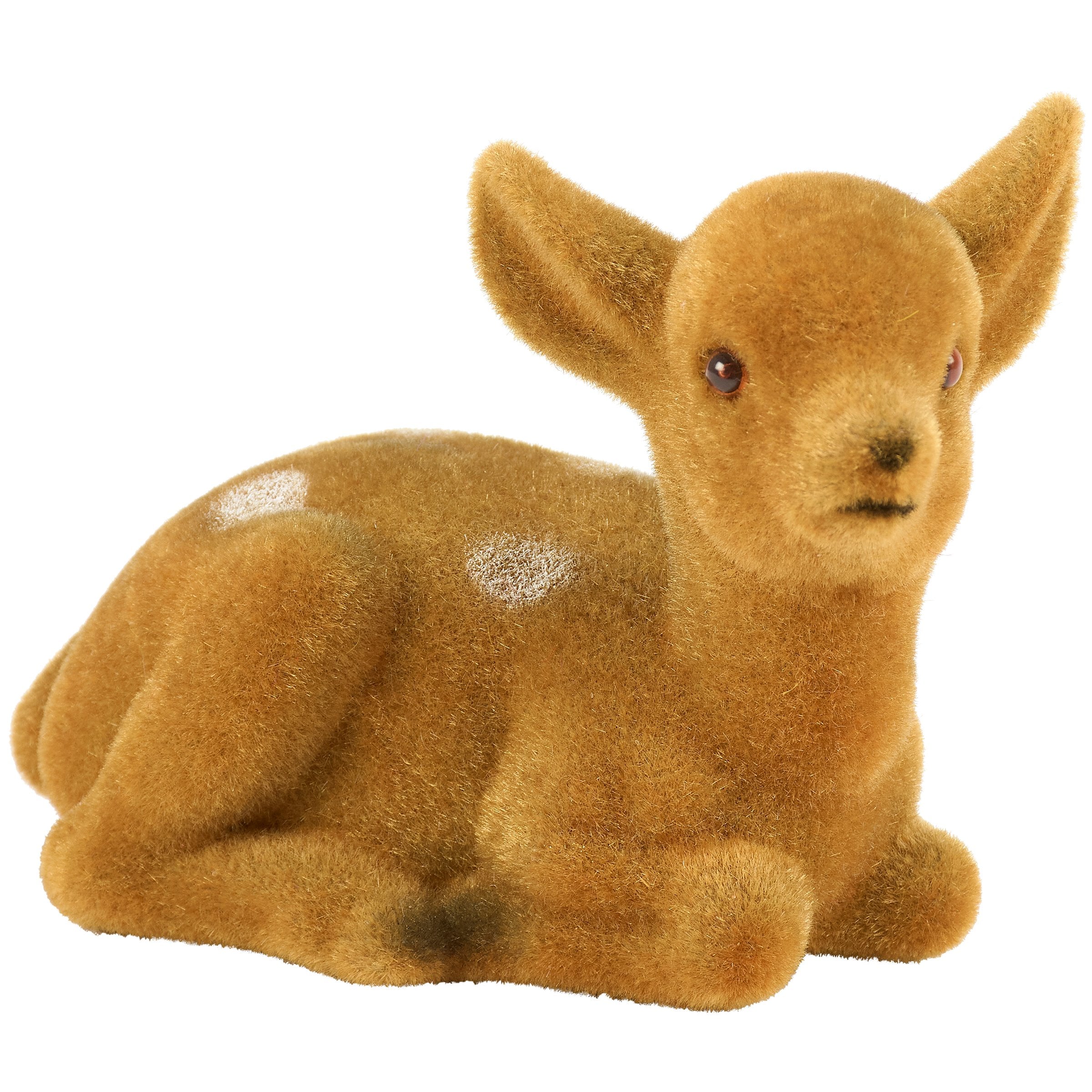 Charming Flocked Fawn Deer Figurine - Vintage Christmas Seasonal Home Accent