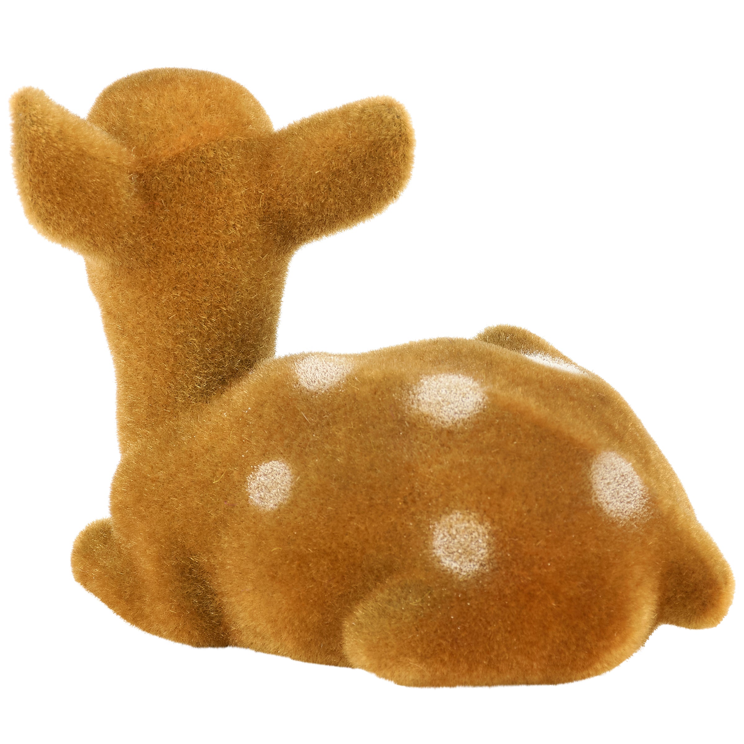 Charming Flocked Fawn Deer Figurine - Vintage Christmas Seasonal Home Accent