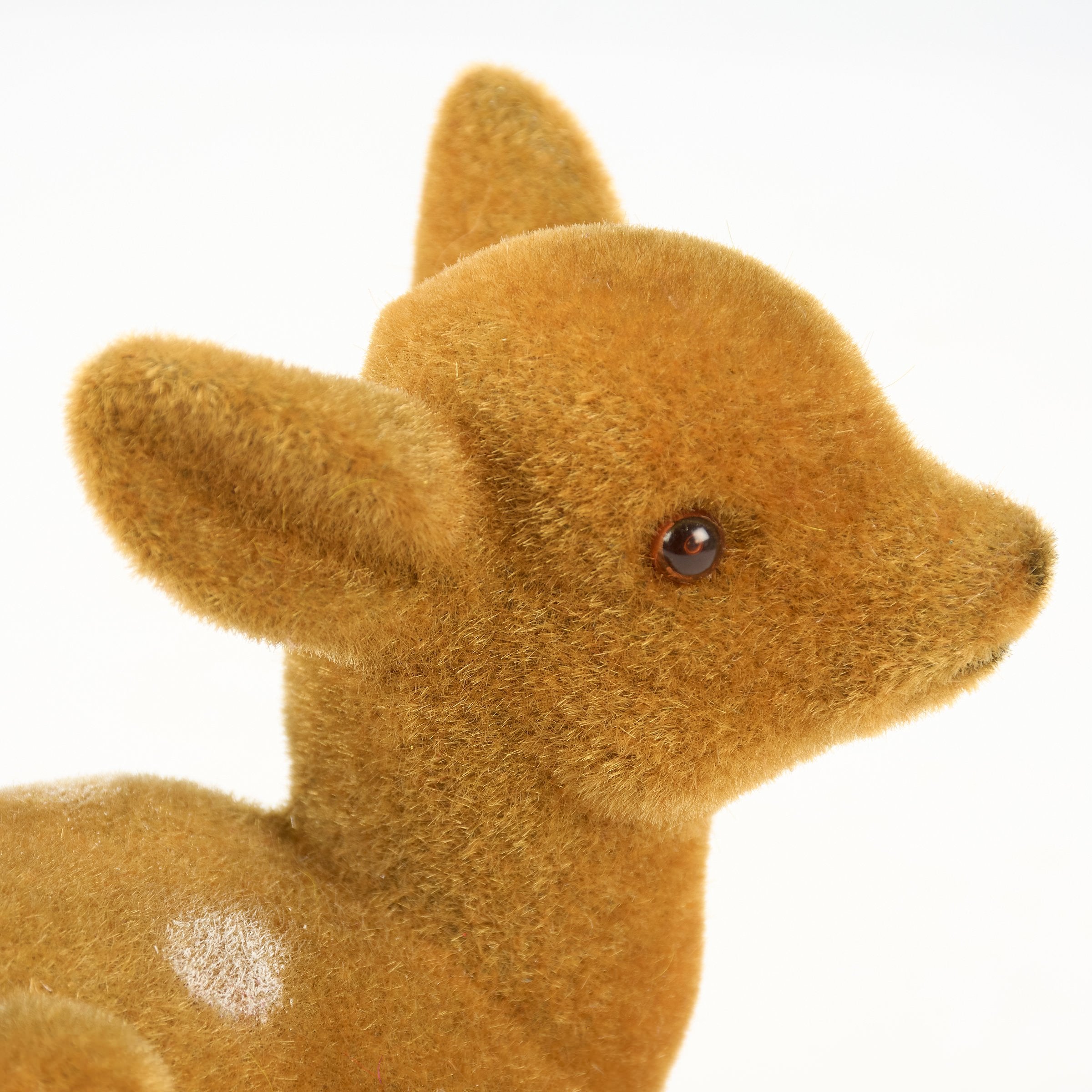 Charming Flocked Fawn Deer Figurine - Vintage Christmas Seasonal Home Accent