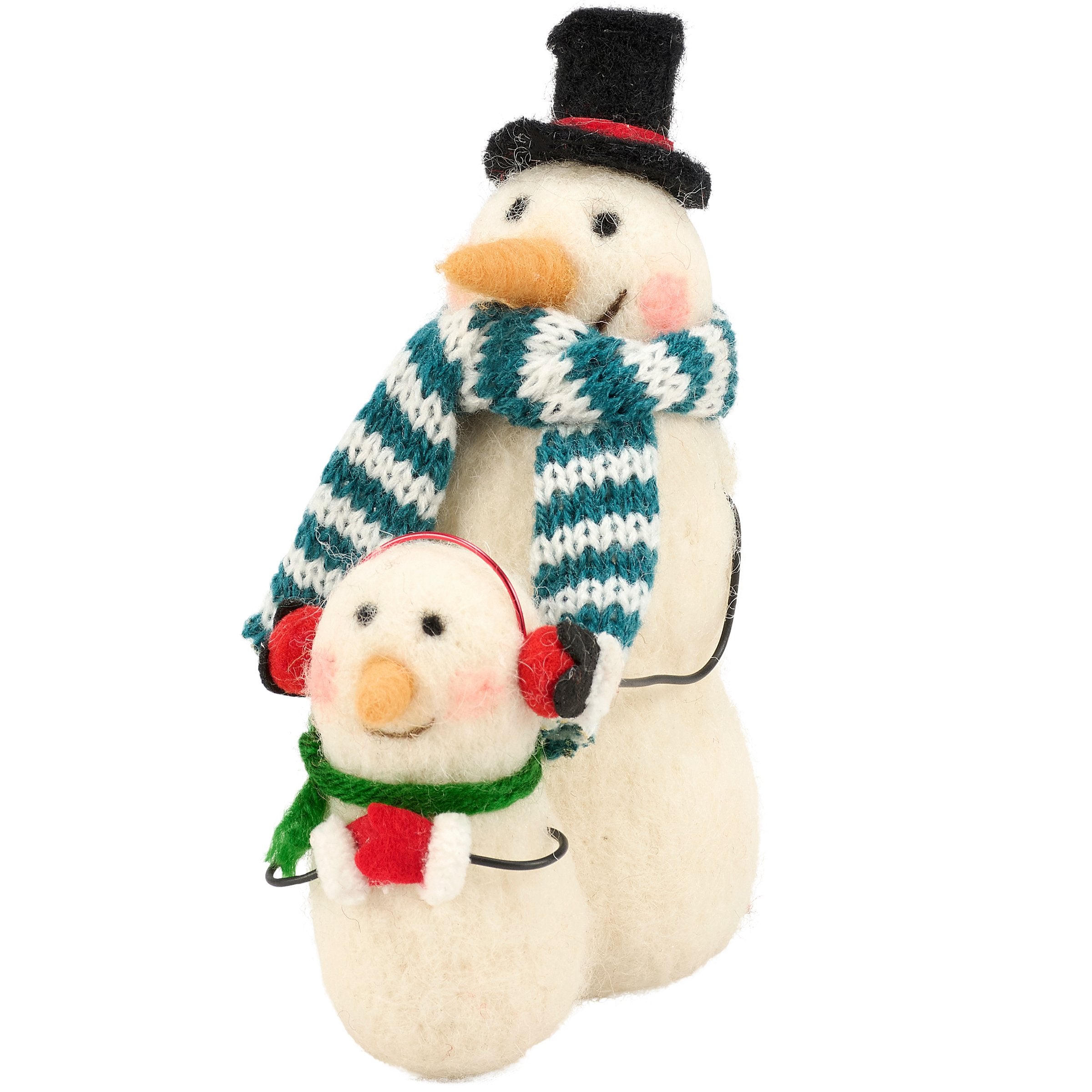 Charming Felt Snowman Friends Critter with Knit Scarf and Wire Arms