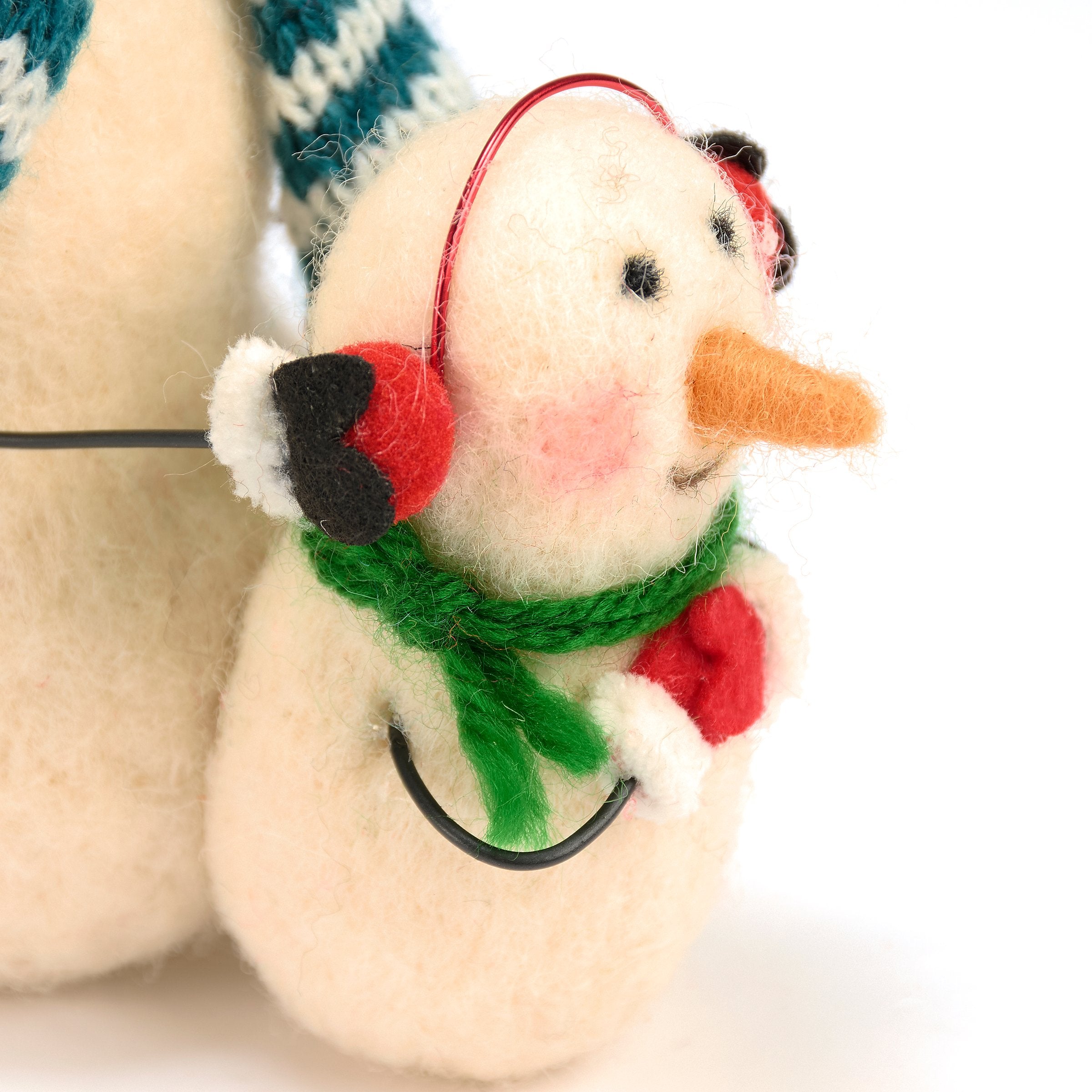 Charming Felt Snowman Friends Critter with Knit Scarf and Wire Arms