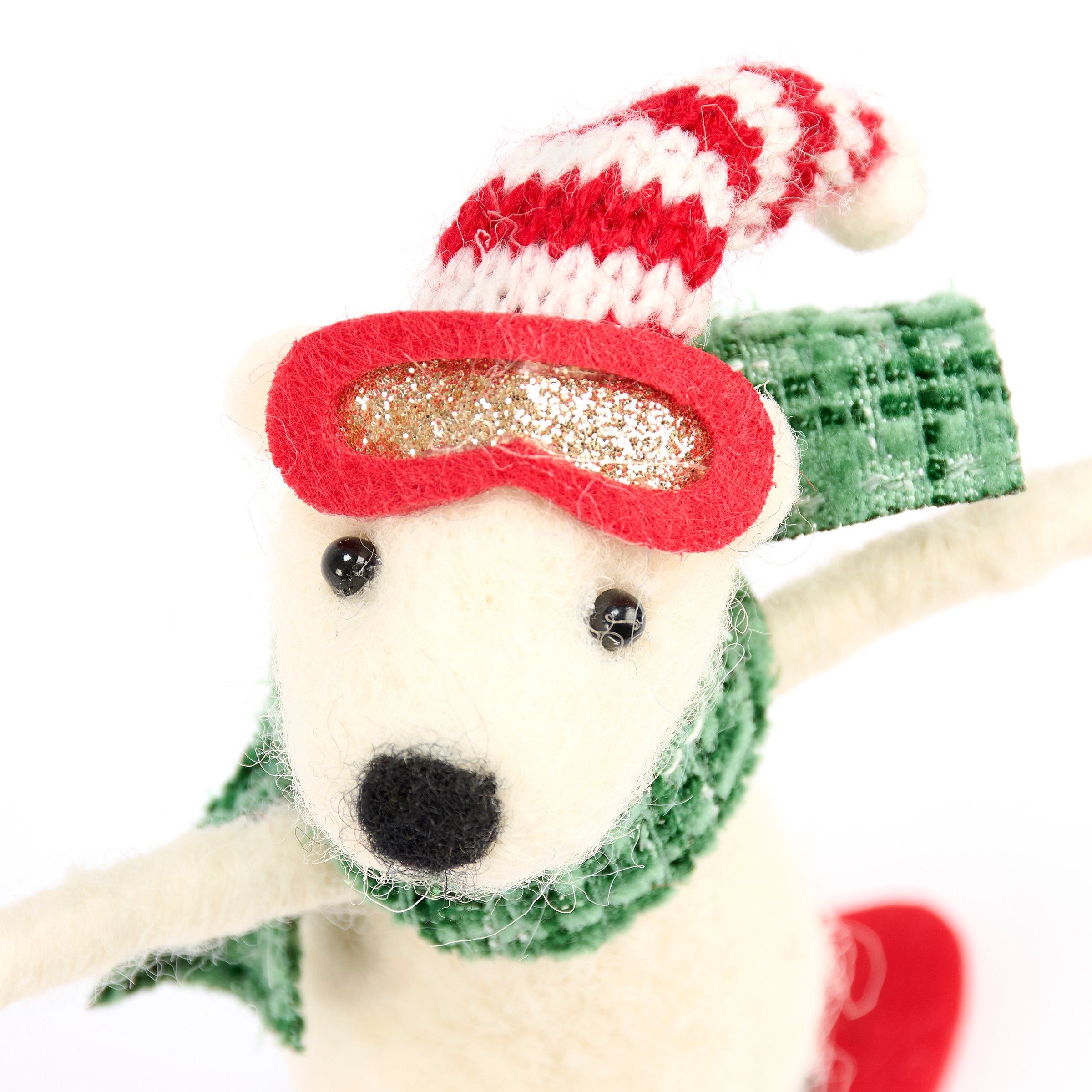 Charming Snowboard Bear Felt Critter Christmas Decor - Winter Sports Theme Accent