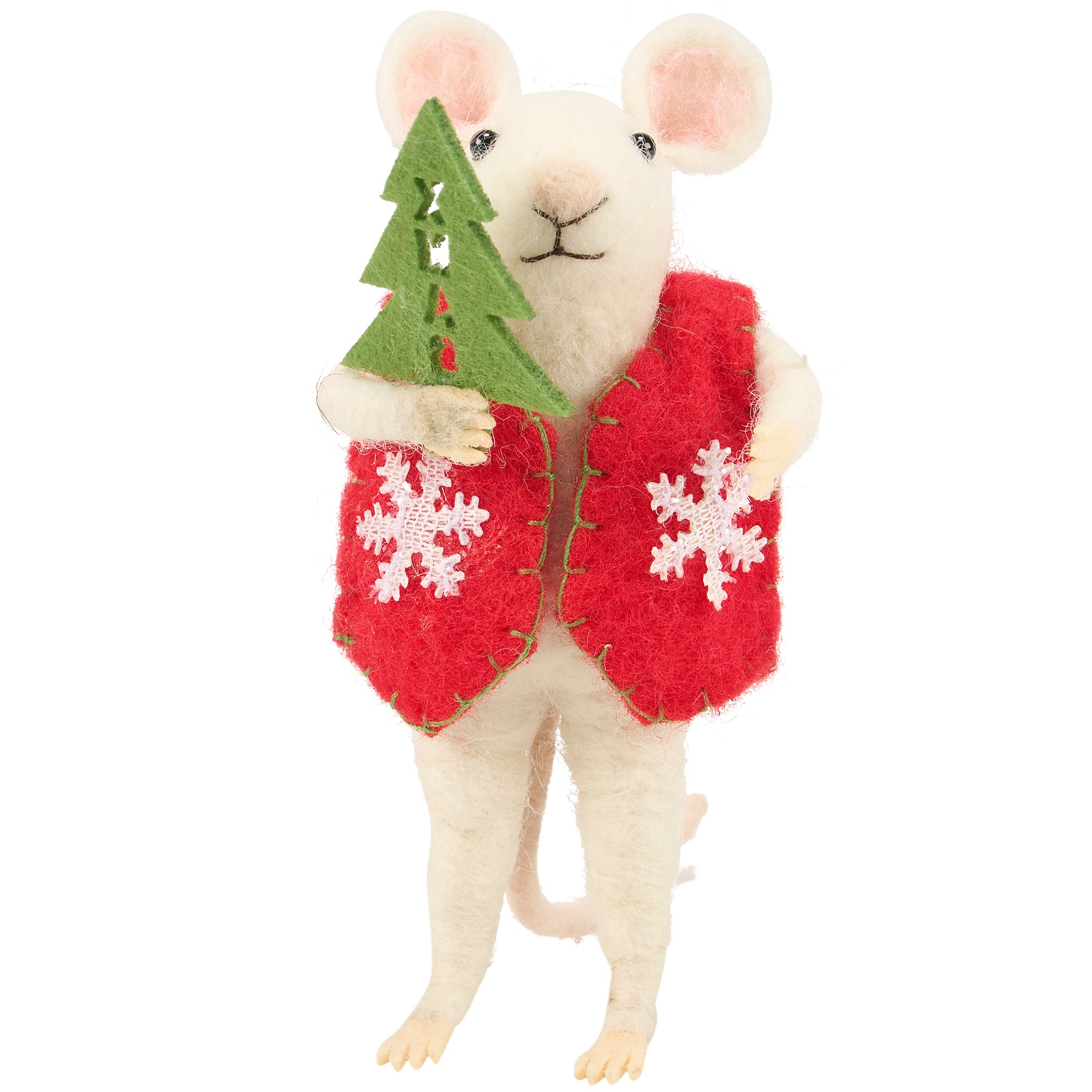 Charming Felt Winter Tree Mouse Critter Christmas Holiday Decor Display