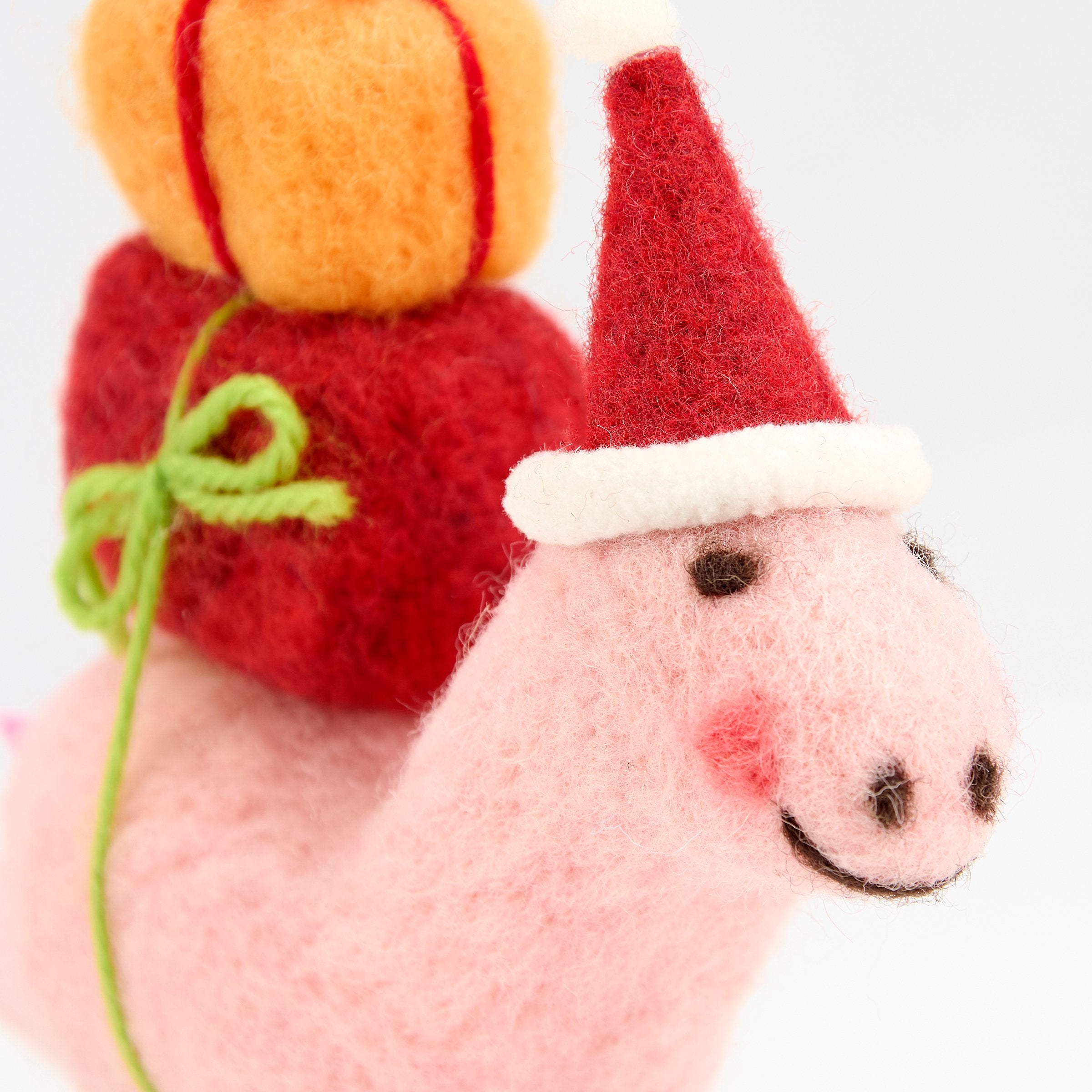 Charming Pastel Pink Felt Santa Stegosaurus Christmas Critter Holiday Home Decor