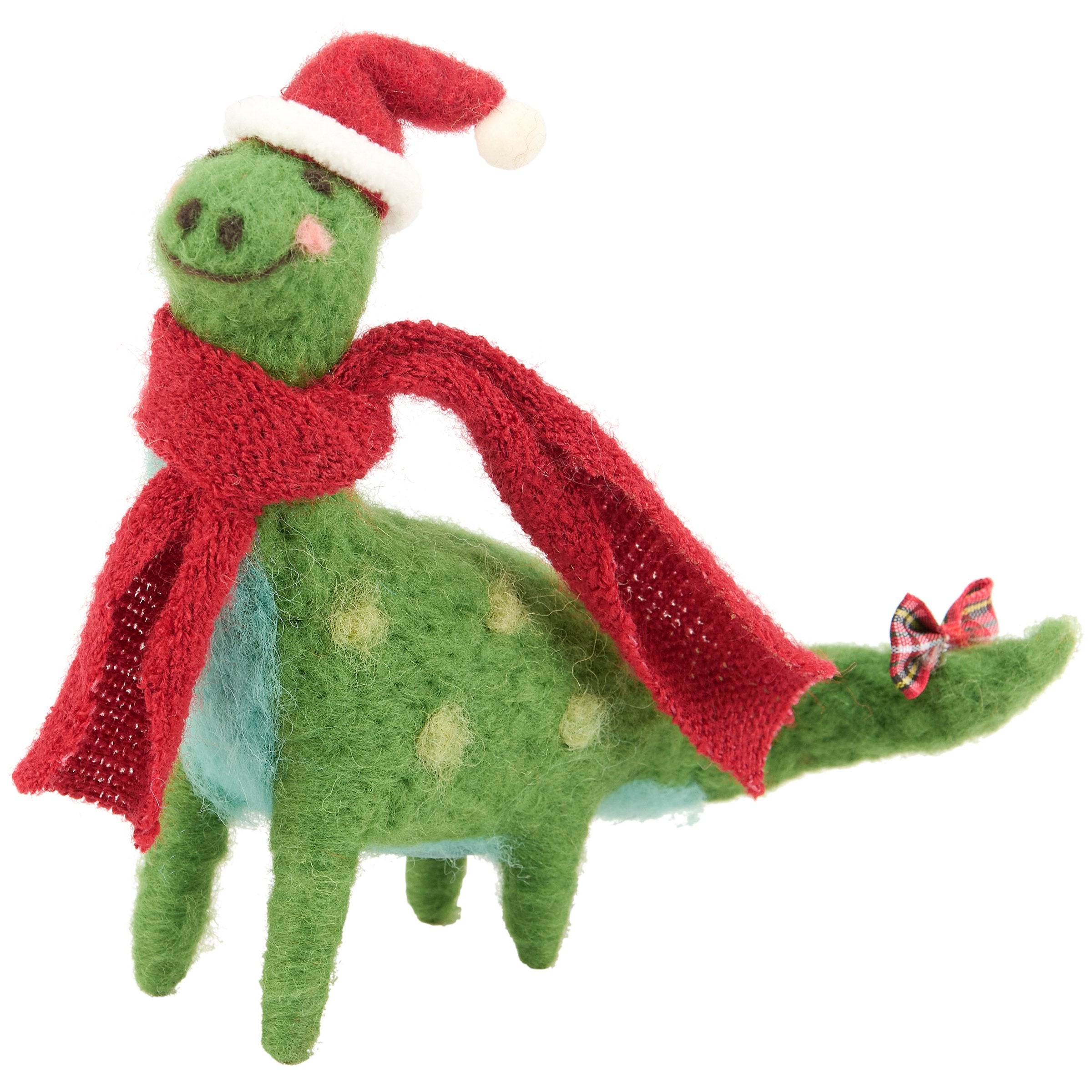 Festive Santa Brontosaurus Critter: Charming Felt Dinosaur Christmas Decor