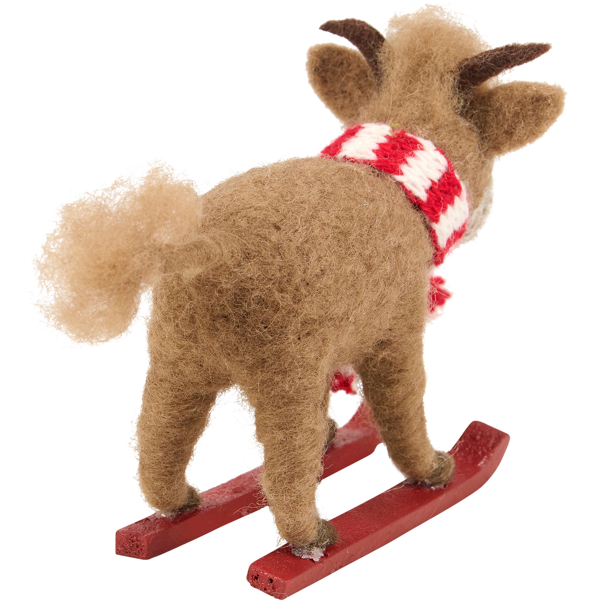 Delightful Felt Skiing Highland Cow Critter Figurine with Cozy Knit Scarf