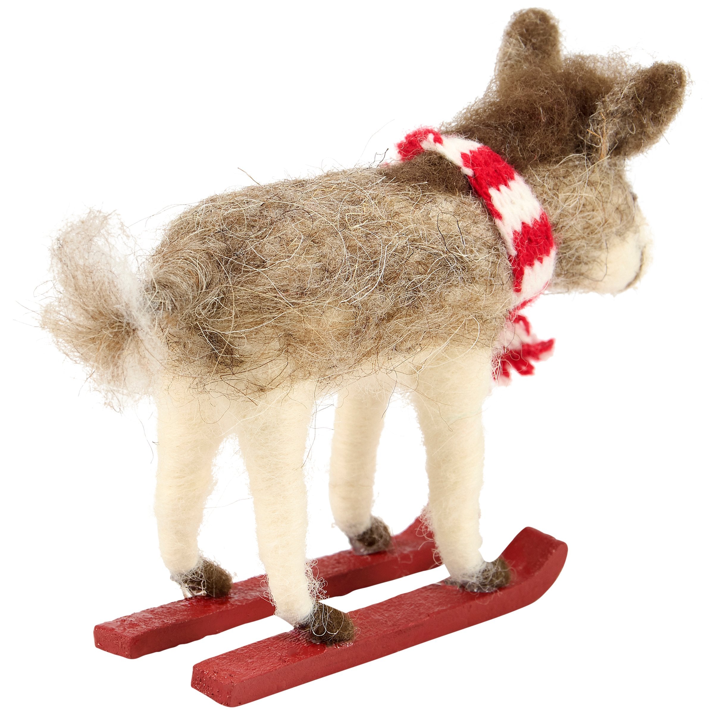 Charming Felt Skiing Donkey Critter with Knit Scarf - Winter Holiday Decor