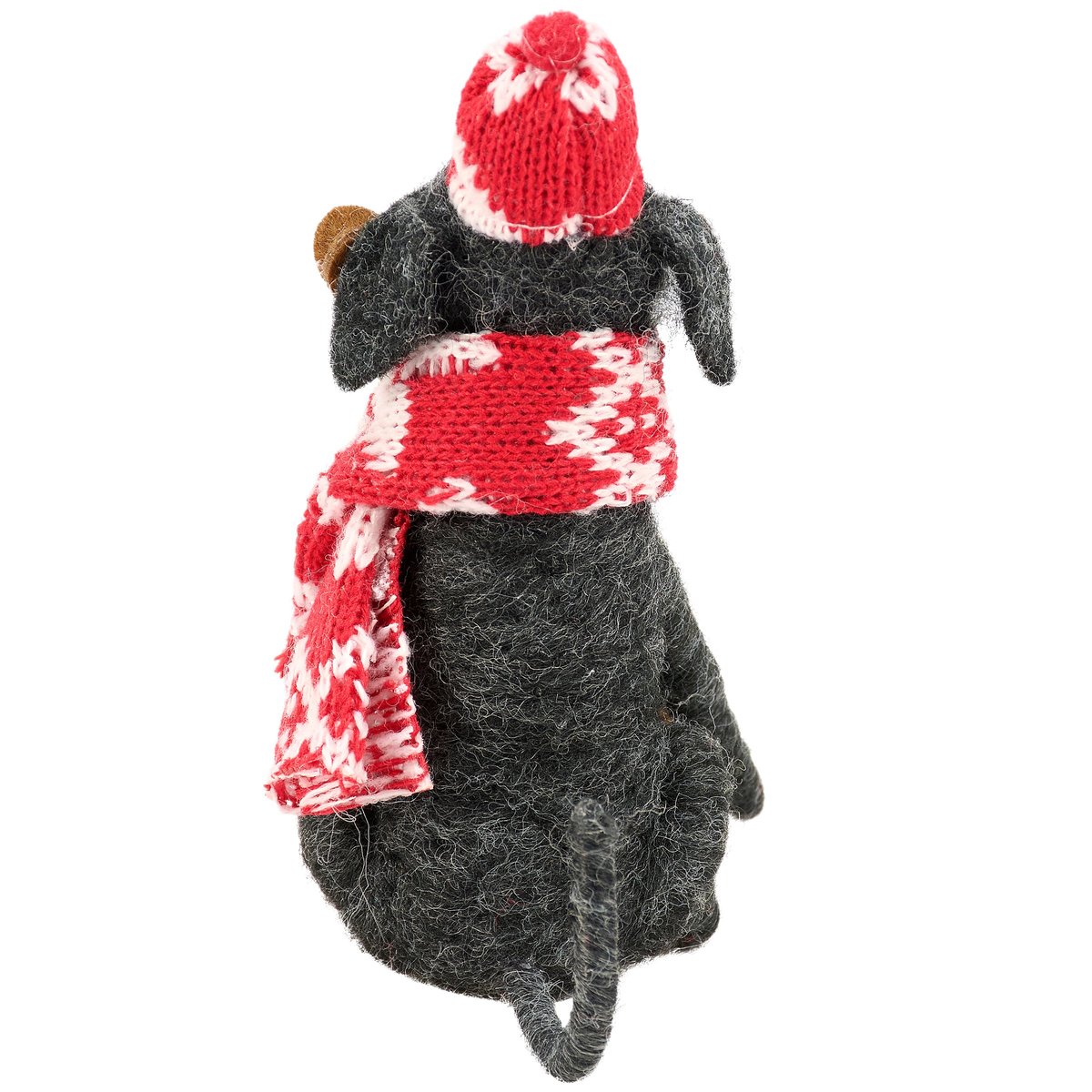 Charming Felt Ski Patrol Dog Critter with Knit Winter Accessories and Skis