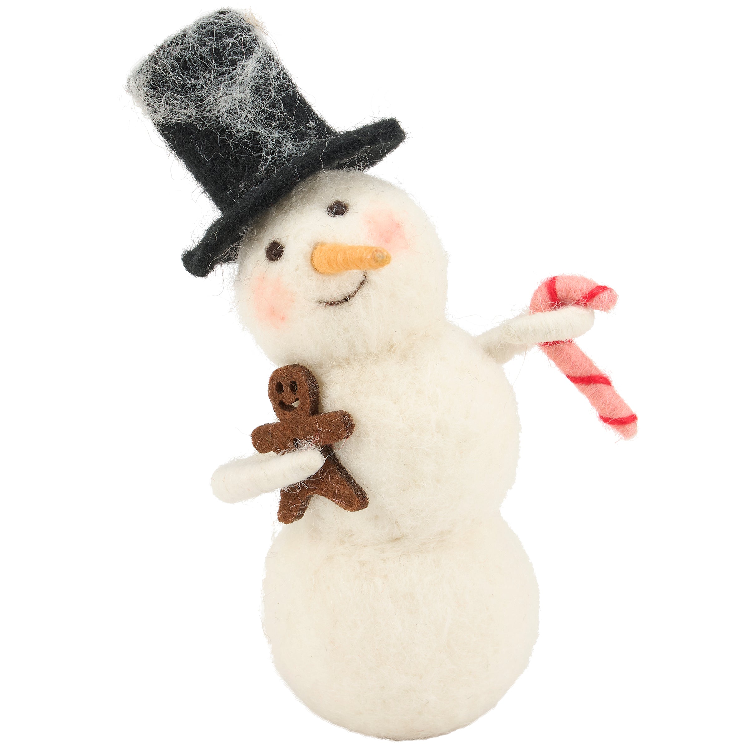 Charming Felt Gingerbread Snowman Critter: Freestanding Christmas Holiday Decoration