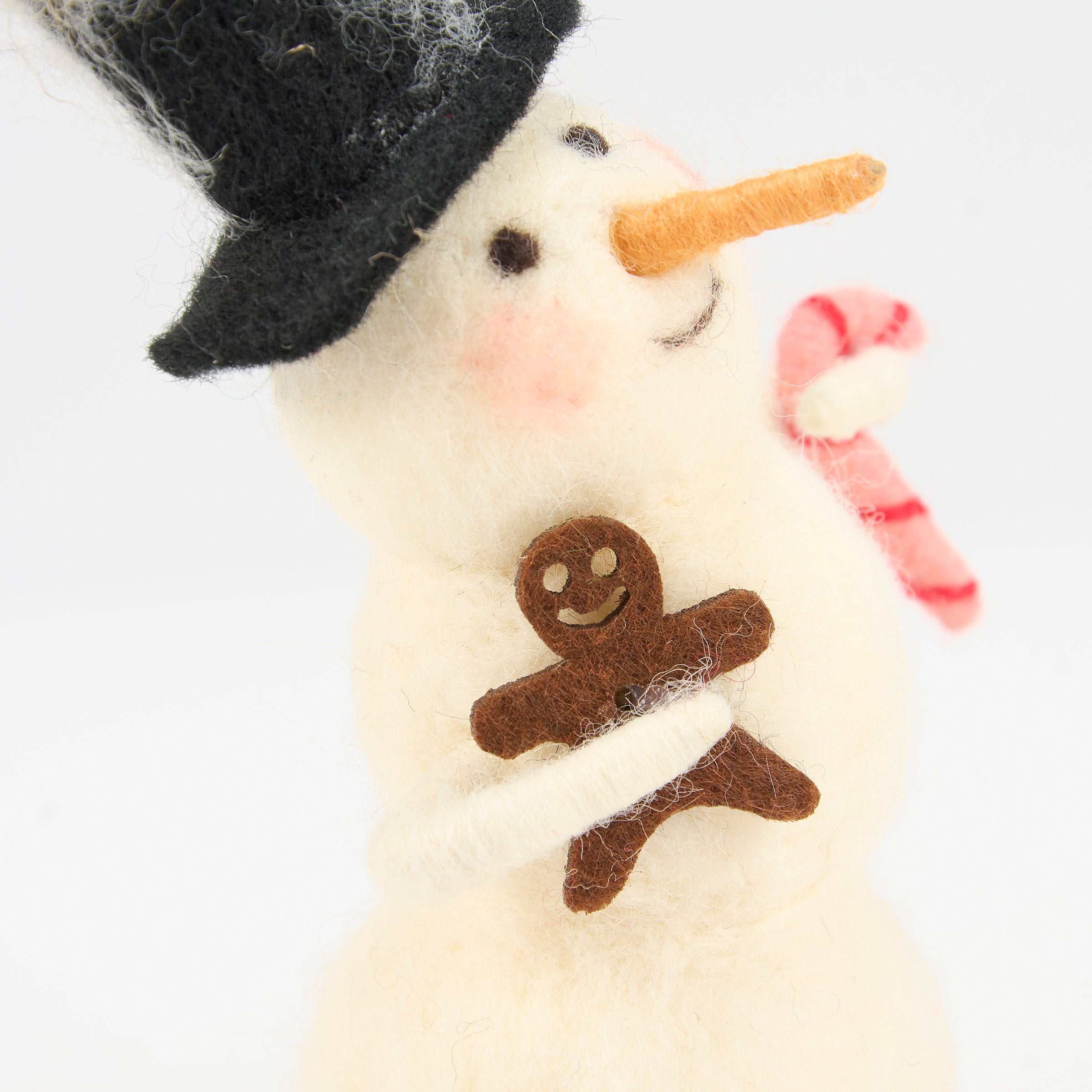 Charming Felt Gingerbread Snowman Critter: Freestanding Christmas Holiday Decoration