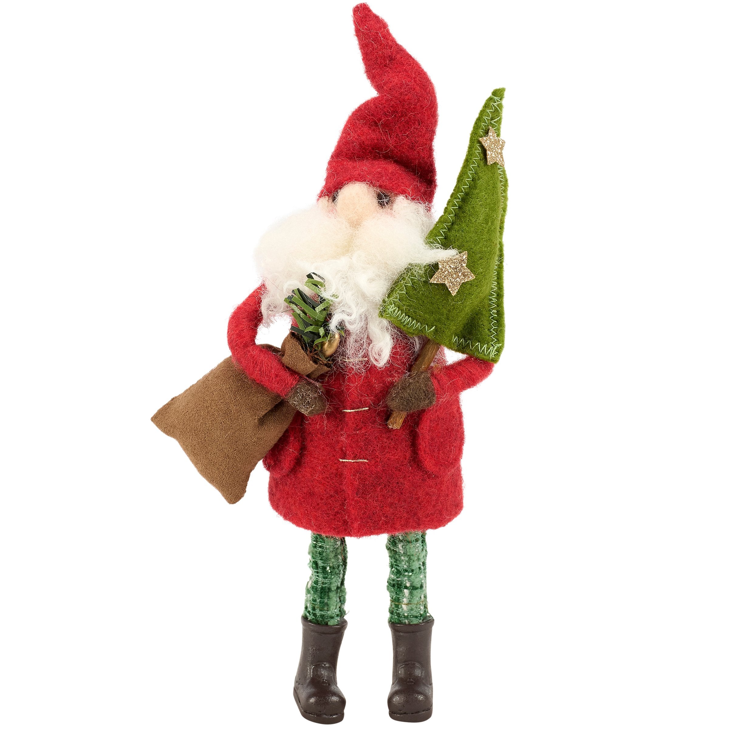 Festive Felt Santa Critter Doll with Glitter Tree for Christmas Decor