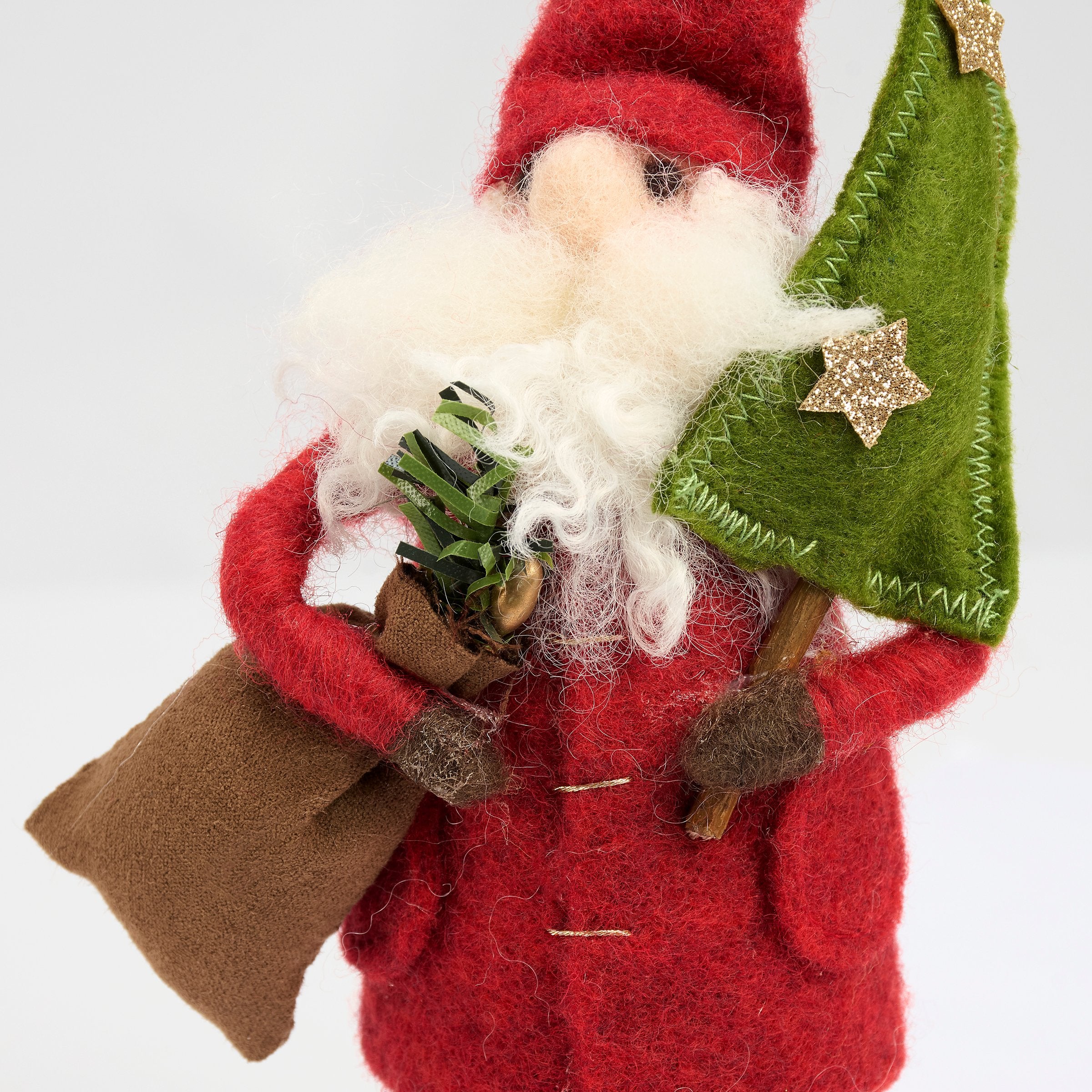 Festive Felt Santa Critter Doll with Glitter Tree for Christmas Decor