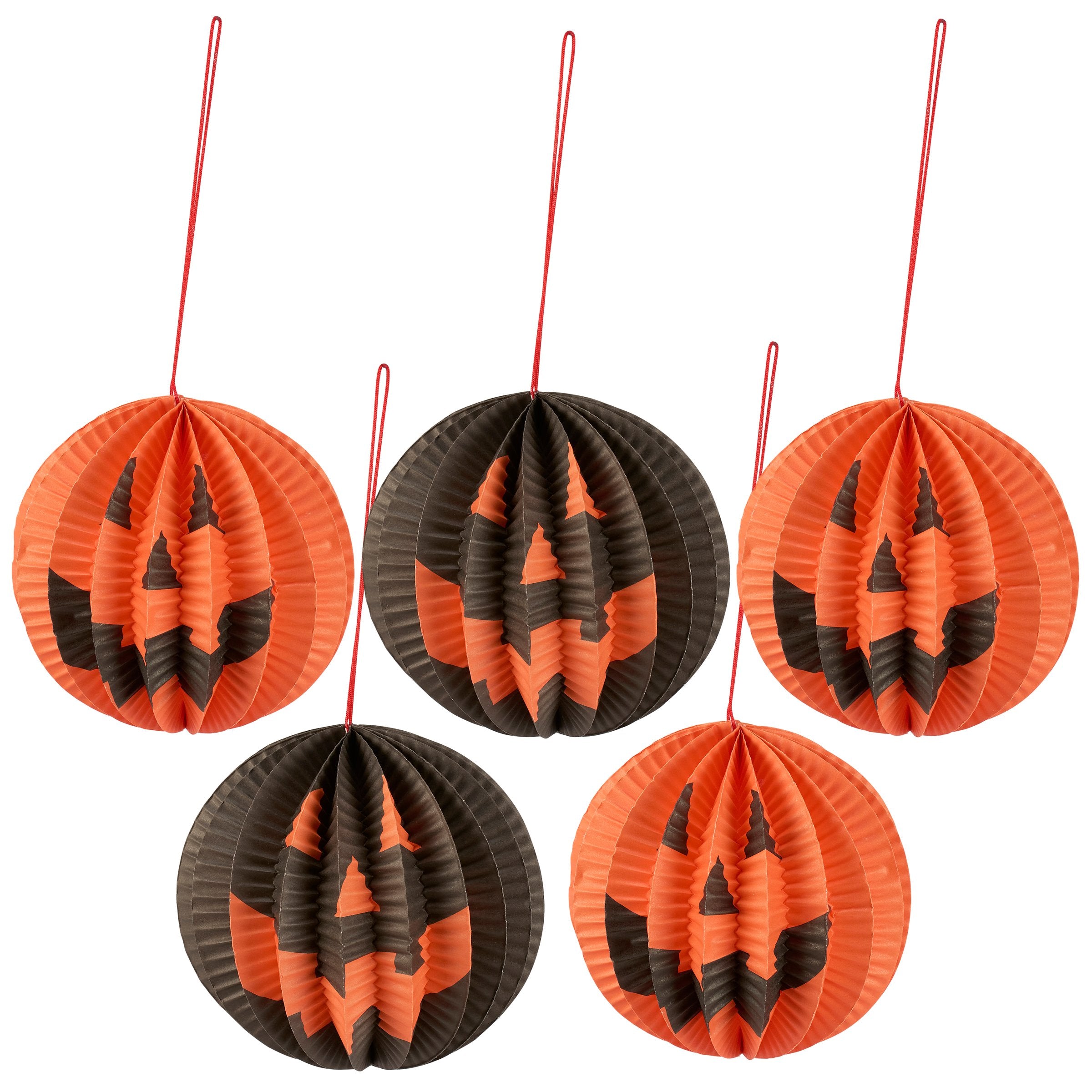 Vibrant Multi Jack O'Lantern Halloween Paper Decoration Set - 5-Pack Accordion
