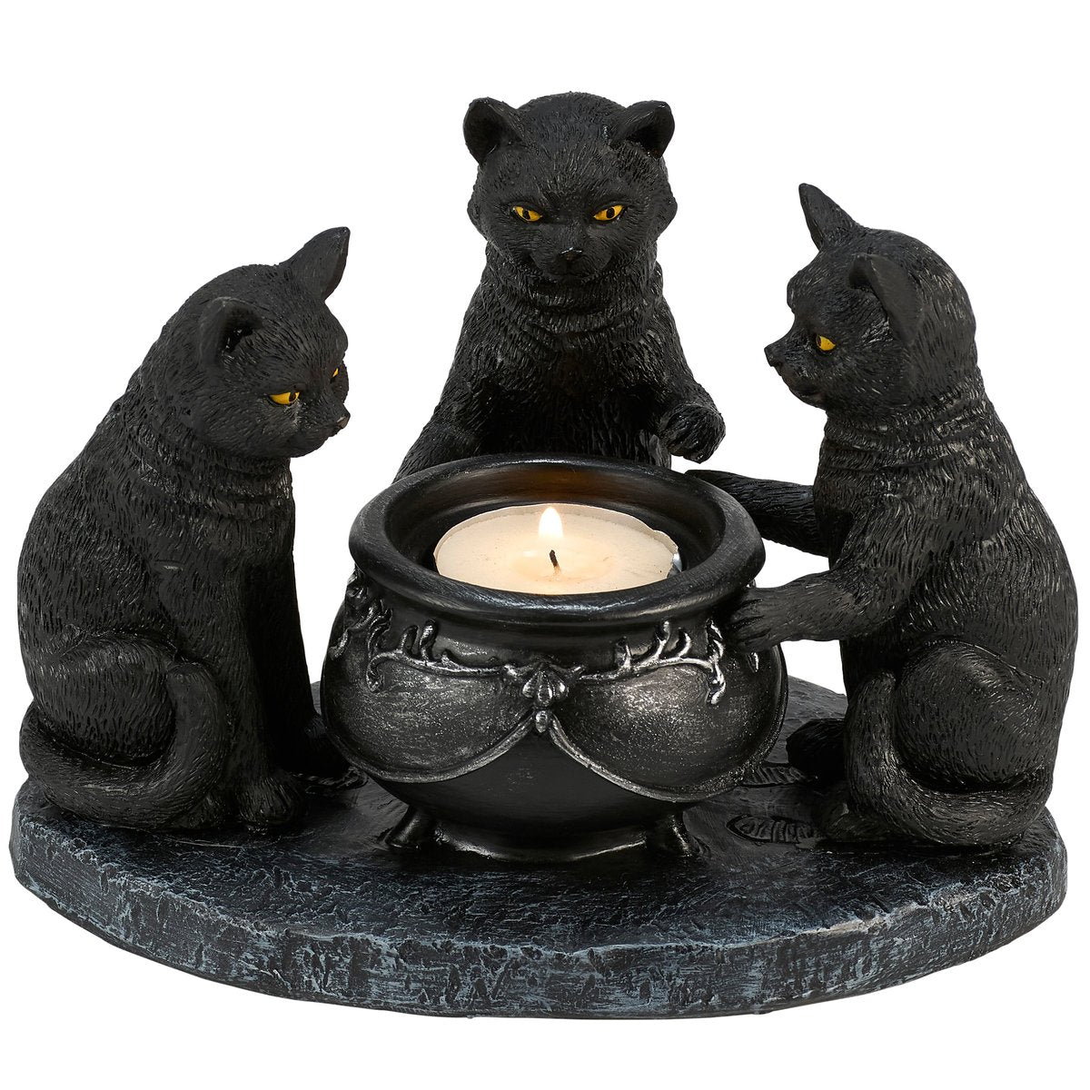 Spooky Black Cats Cauldron Candle Holder - Festive Halloween Home Decor