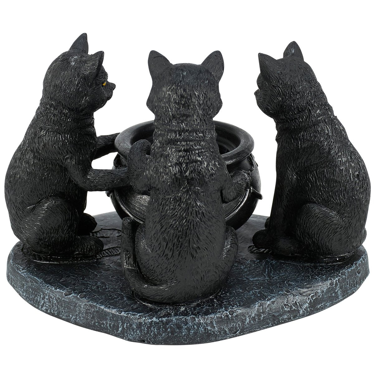Spooky Black Cats Cauldron Candle Holder - Festive Halloween Home Decor