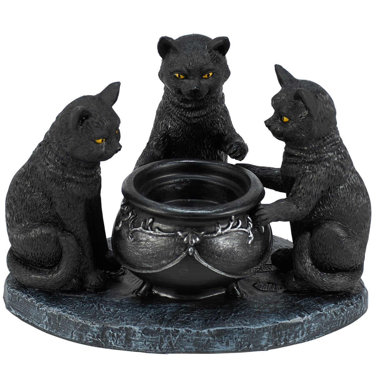 Spooky Black Cats Cauldron Candle Holder - Festive Halloween Home Decor
