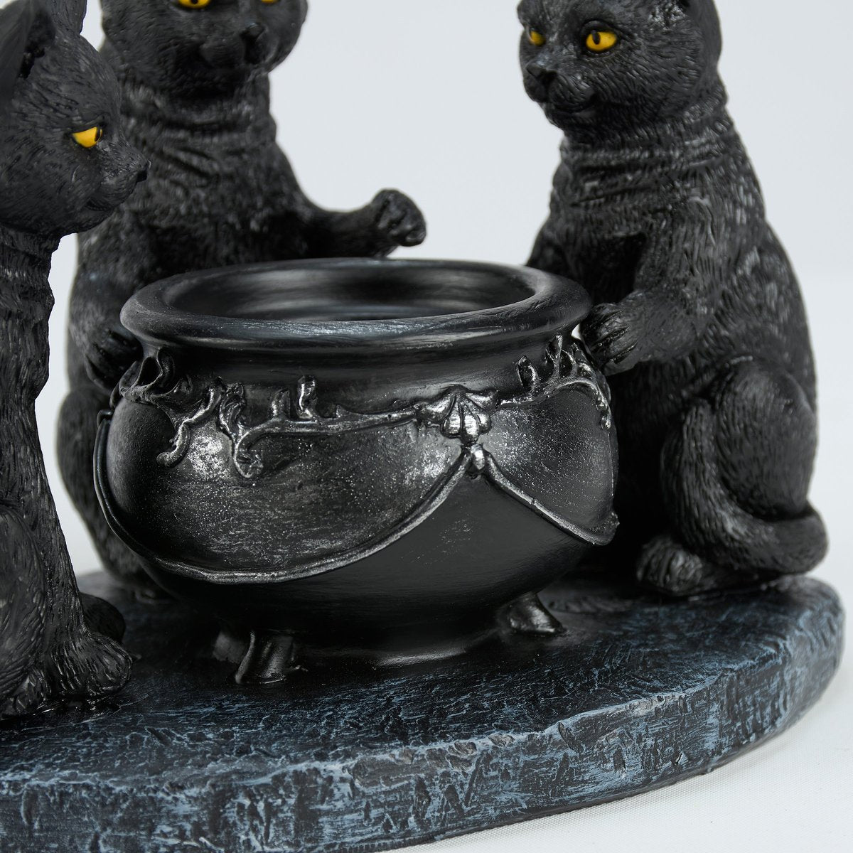 Spooky Black Cats Cauldron Candle Holder - Festive Halloween Home Decor