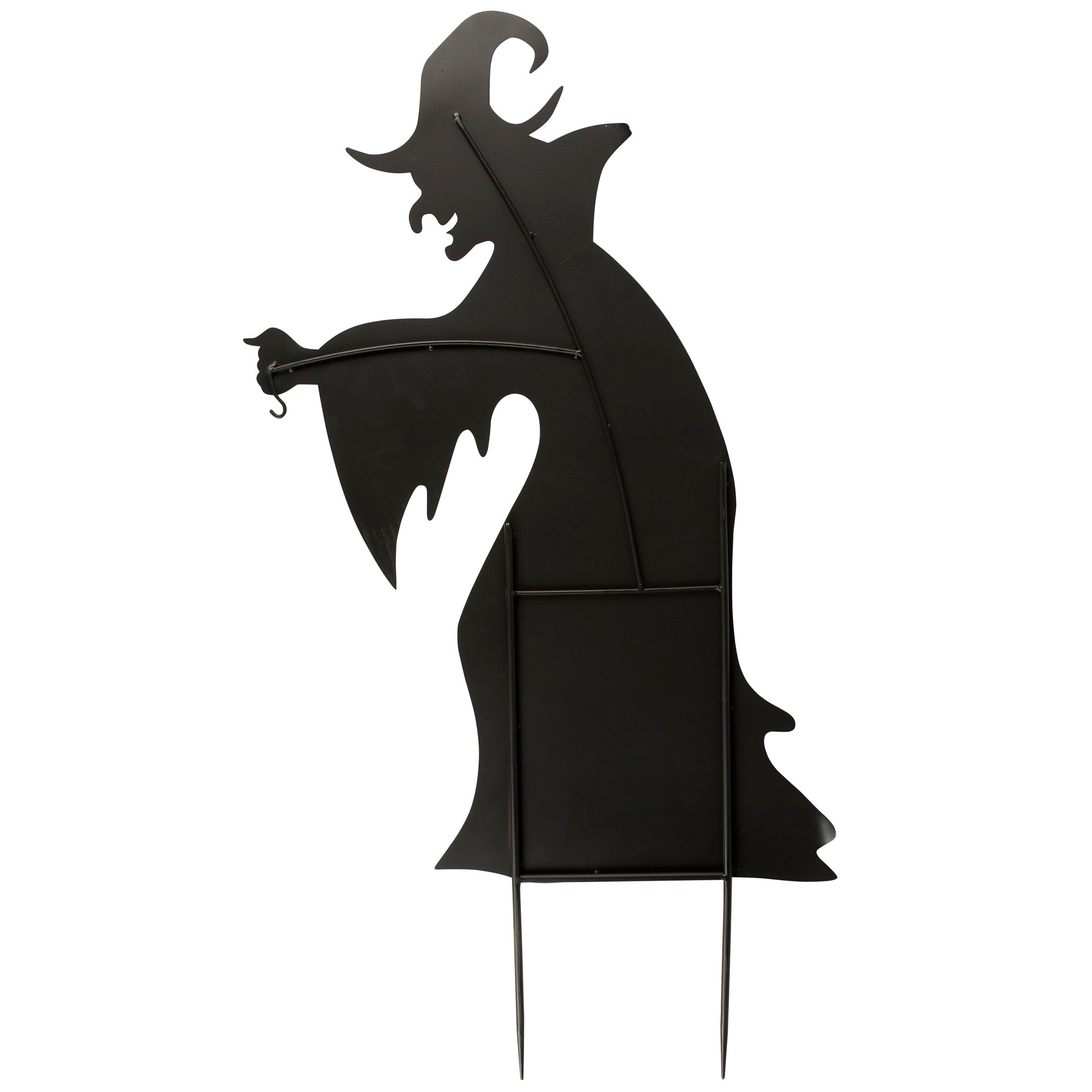 Spooky Witch Cauldron Metal Garden Yard Stake Set - Halloween Outdoor Decor