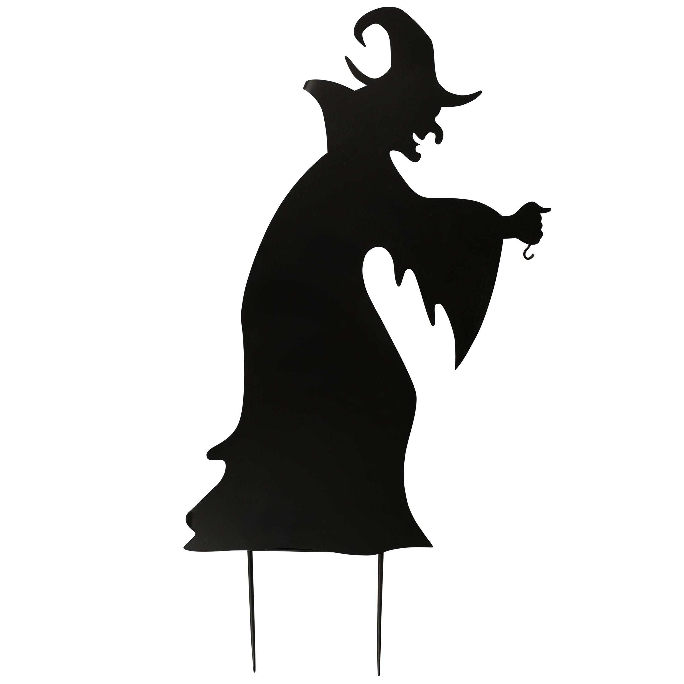 Spooky Witch Cauldron Metal Garden Yard Stake Set - Halloween Outdoor Decor