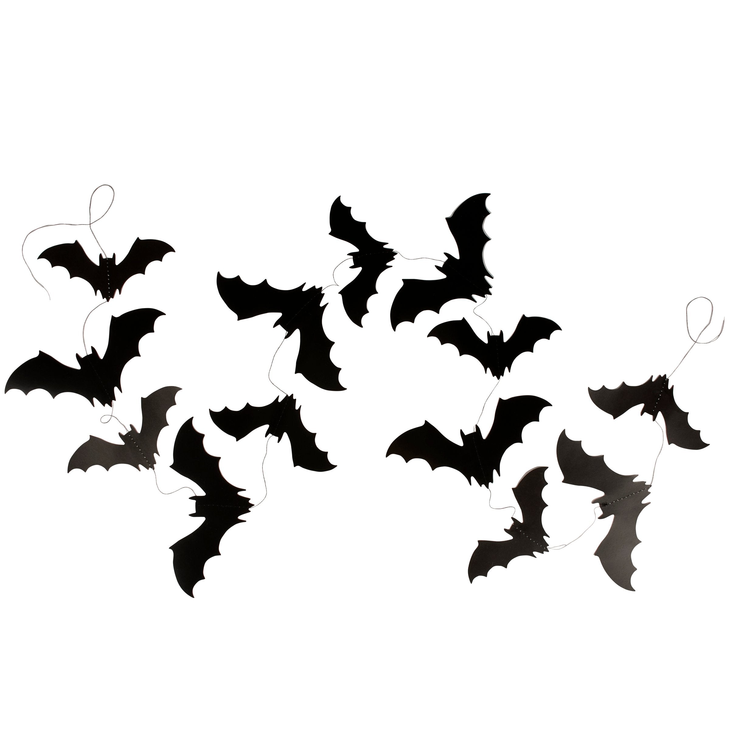 Spooky Black Cardstock Bat Garland - 118-Inch Halloween Party Decor